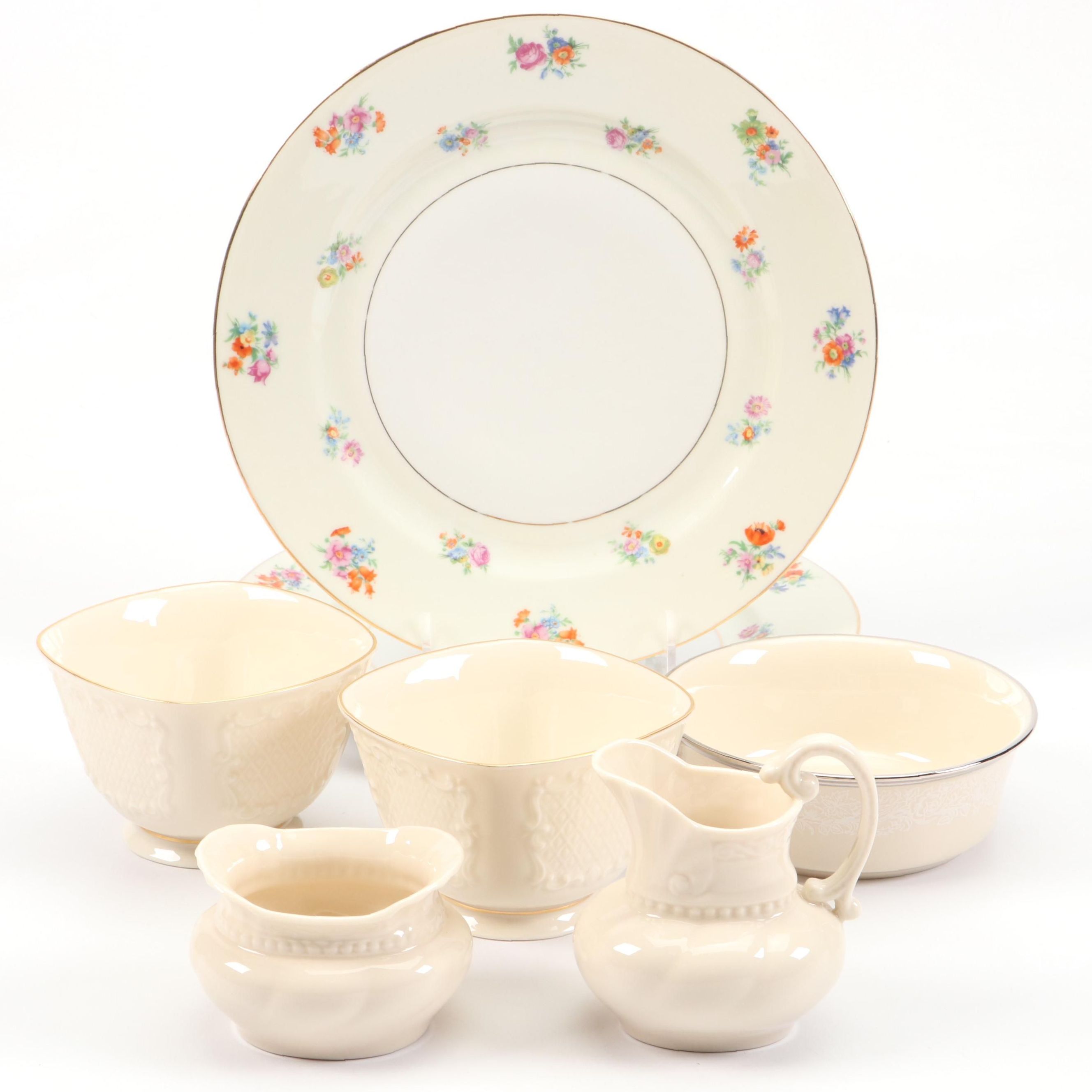 Chateau China "Dresden Flowers" Porcelain Dinner Plates with Lenox Table Décor