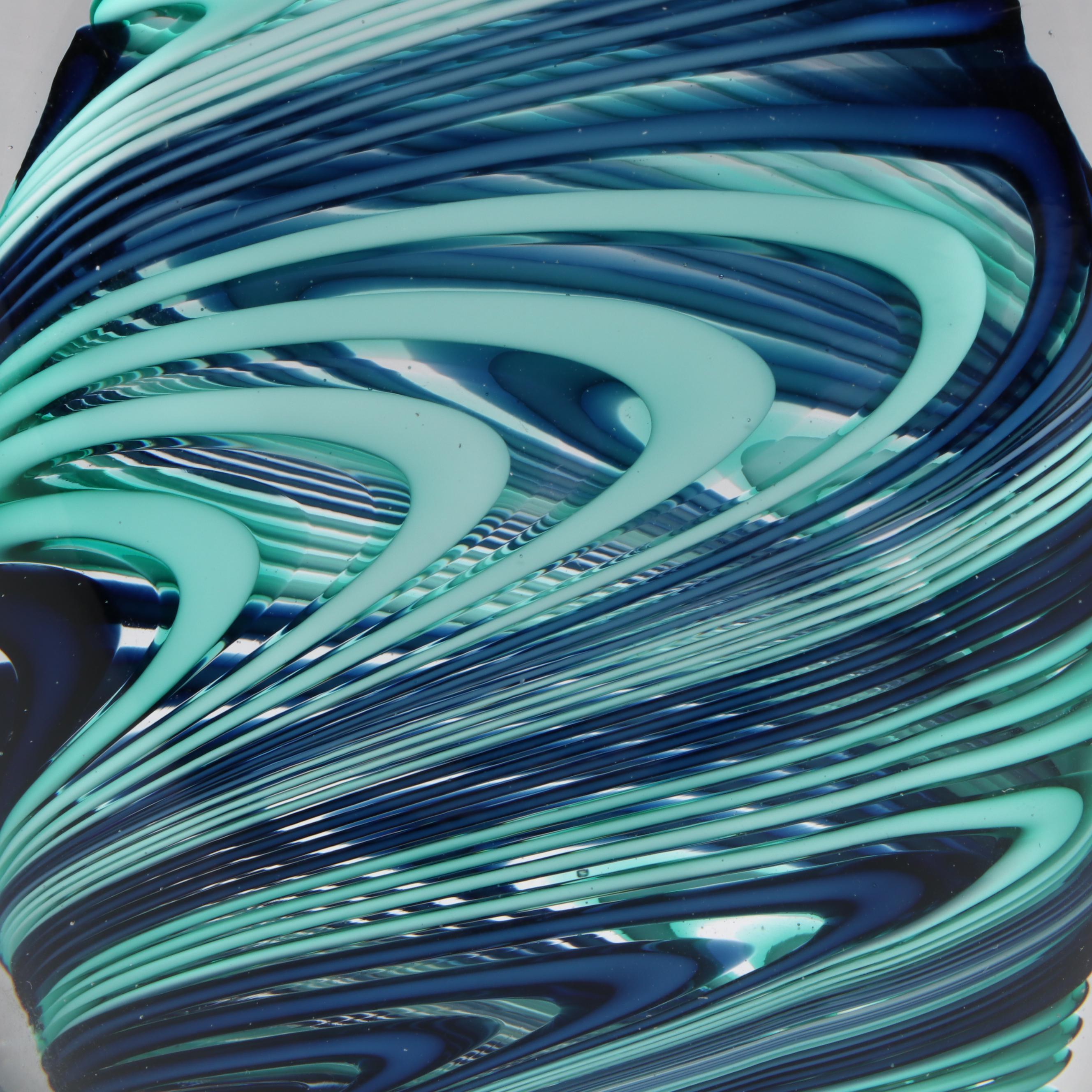 David Russell Blown Studio Art Glass Coil Vase and Art Glass Paperweight