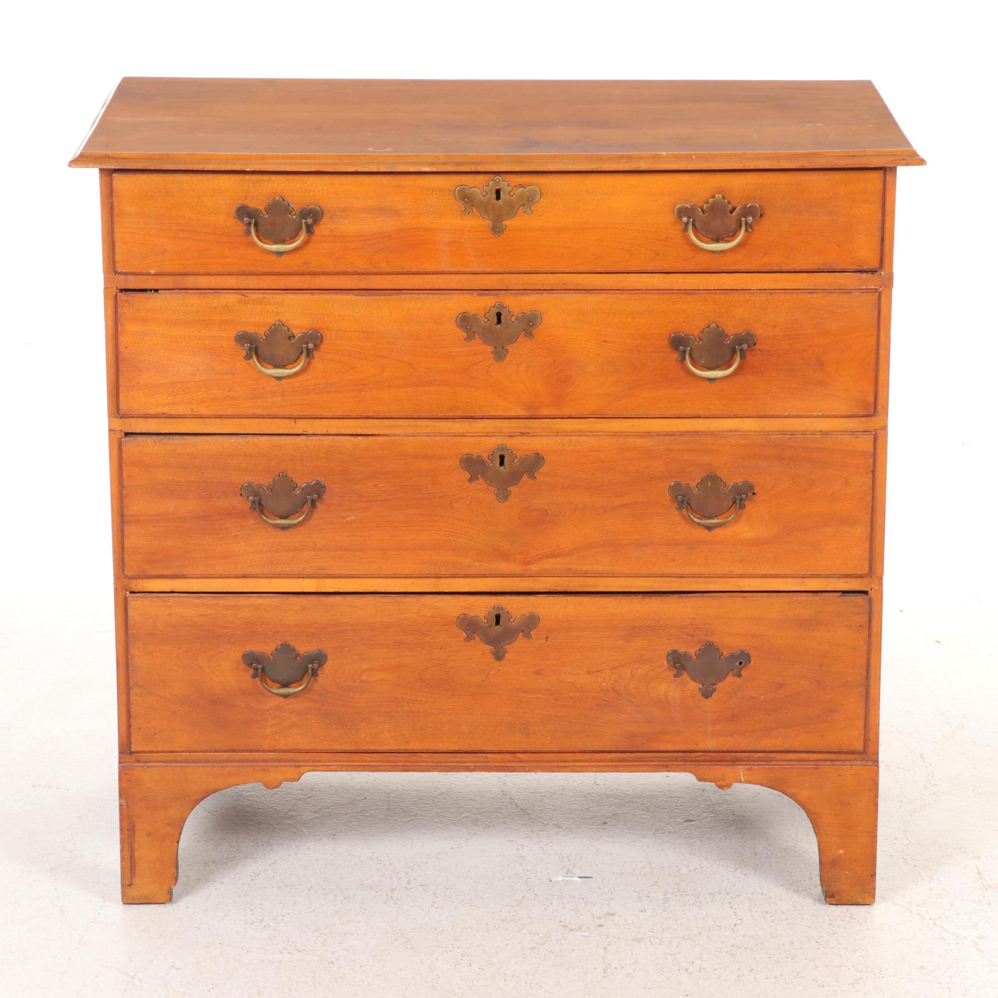 Chippendale Cherry Chest of Drawers with Bracket Feet, Early 19th Century