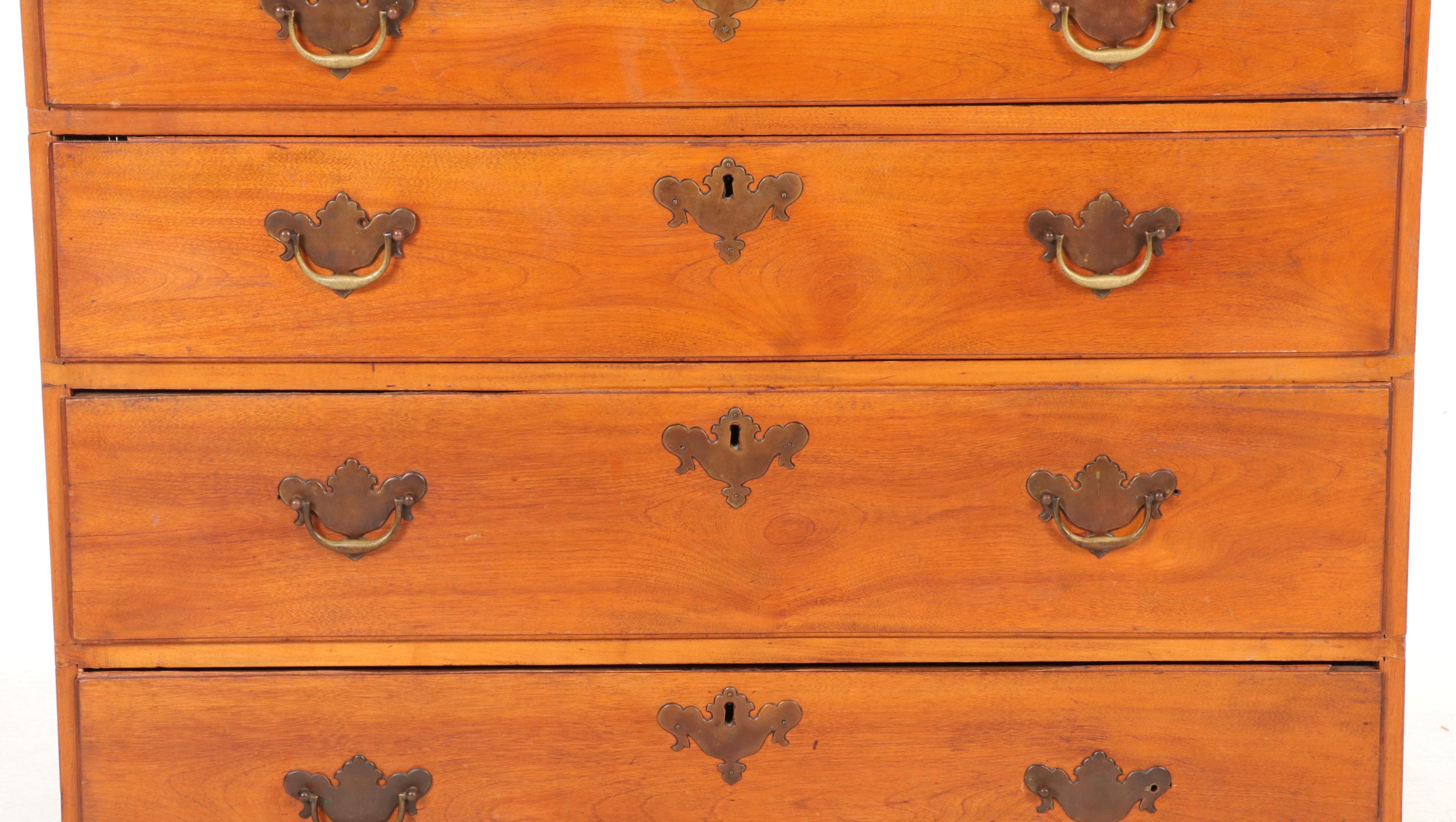 Chippendale Cherry Chest of Drawers with Bracket Feet, Early 19th Century