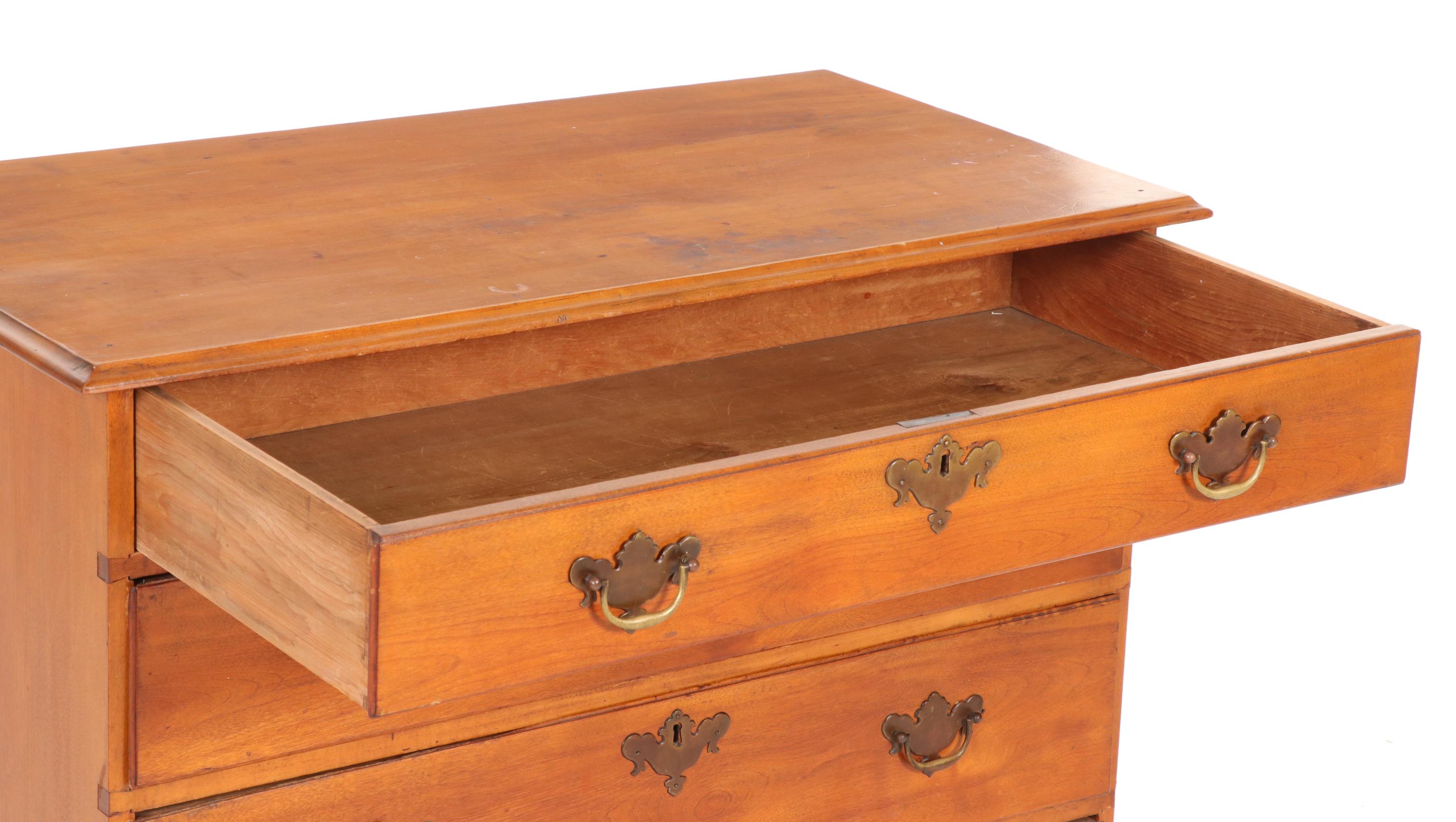 Chippendale Cherry Chest of Drawers with Bracket Feet, Early 19th Century