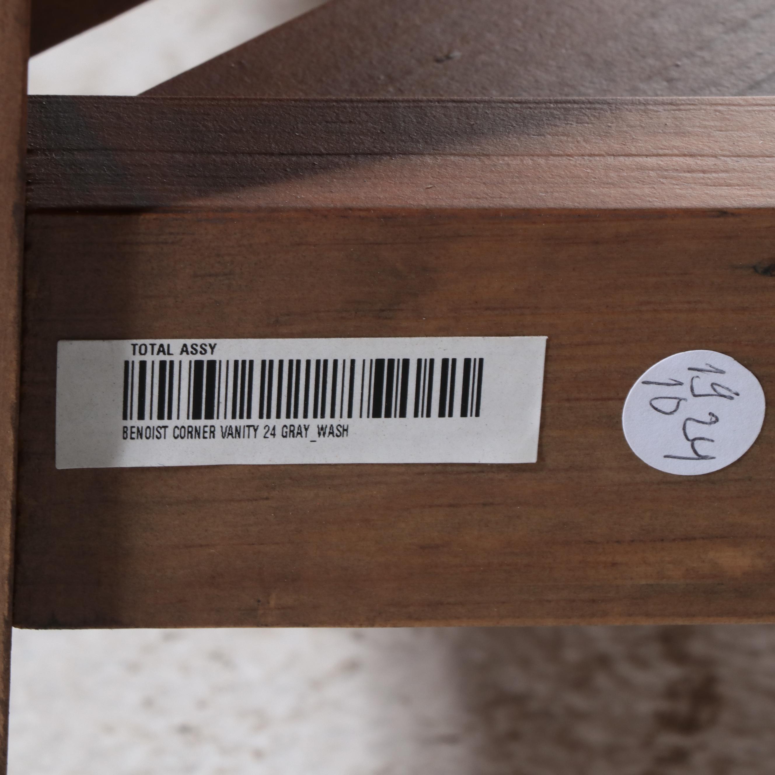 Gray Wash Corner Wooden Vanity Cabinet, Contemporary