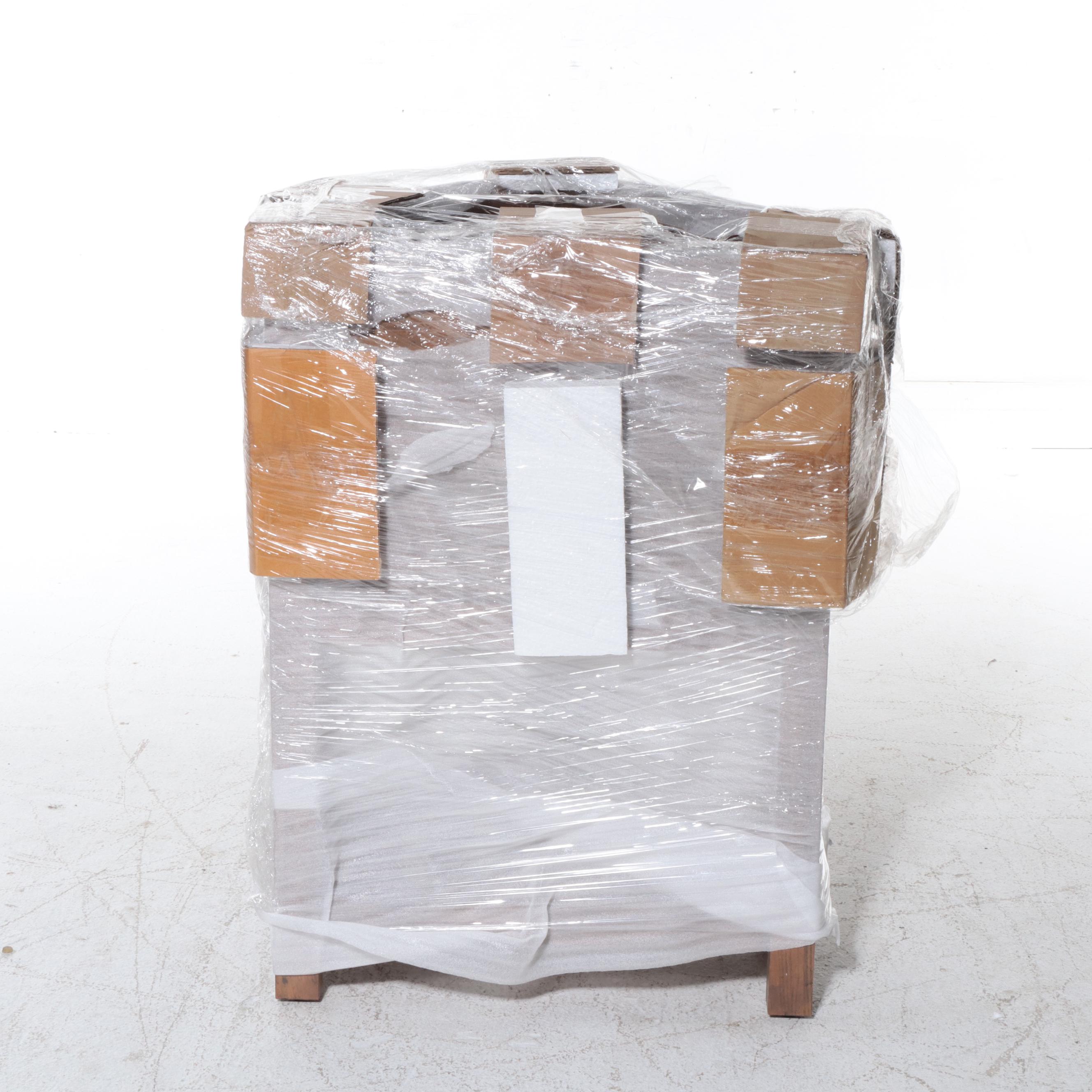 Gray Wash Corner Wooden Vanity Cabinet, Contemporary