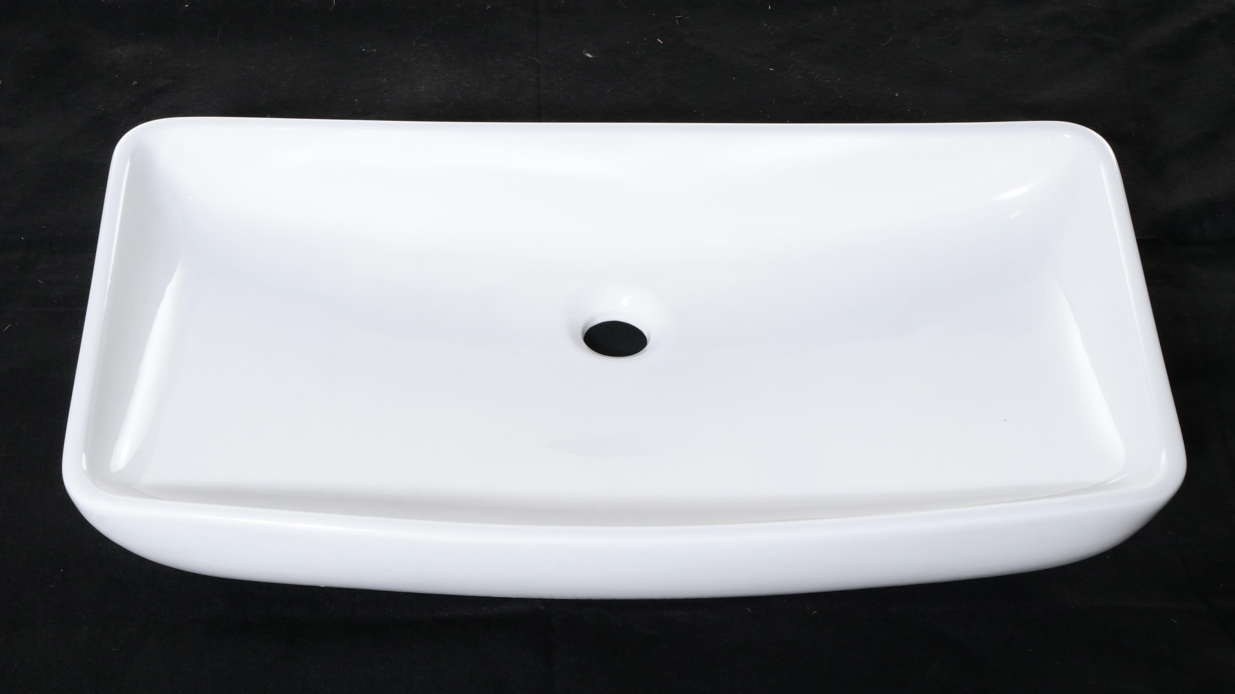 28" Rectangular White Porcelain Vessel Sink
