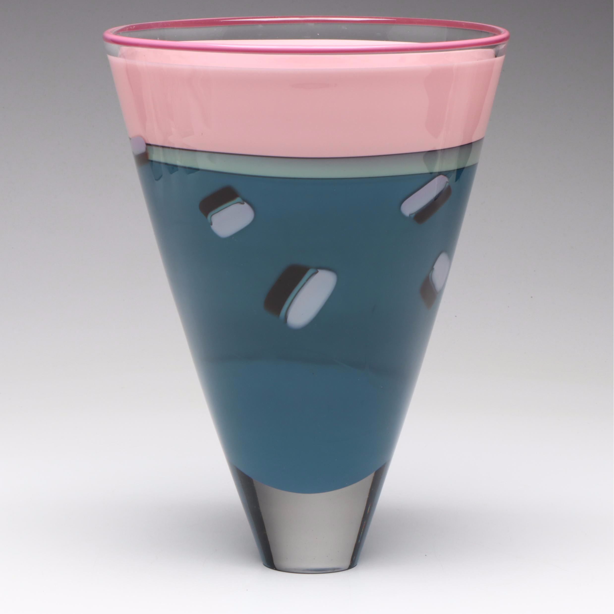 Katherine and William Bernstein Attributed Studio Art Glass Vase, 1987