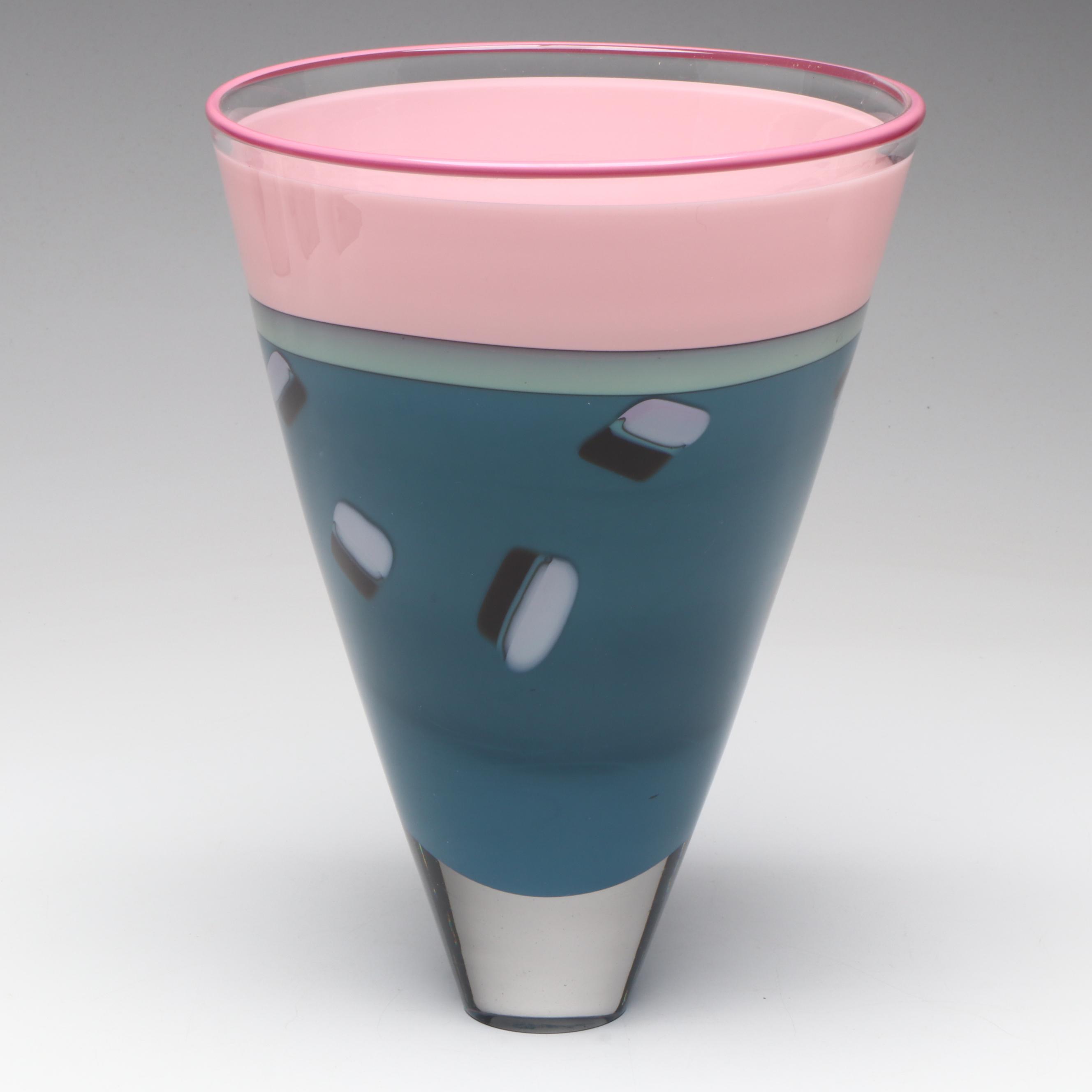 Katherine and William Bernstein Attributed Studio Art Glass Vase, 1987