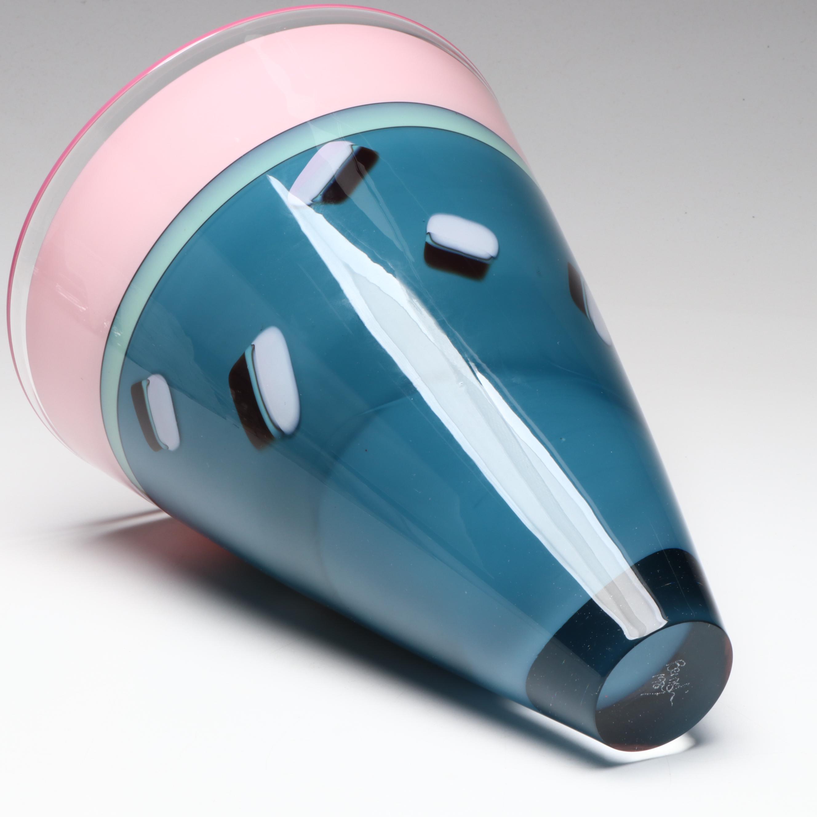 Katherine and William Bernstein Attributed Studio Art Glass Vase, 1987