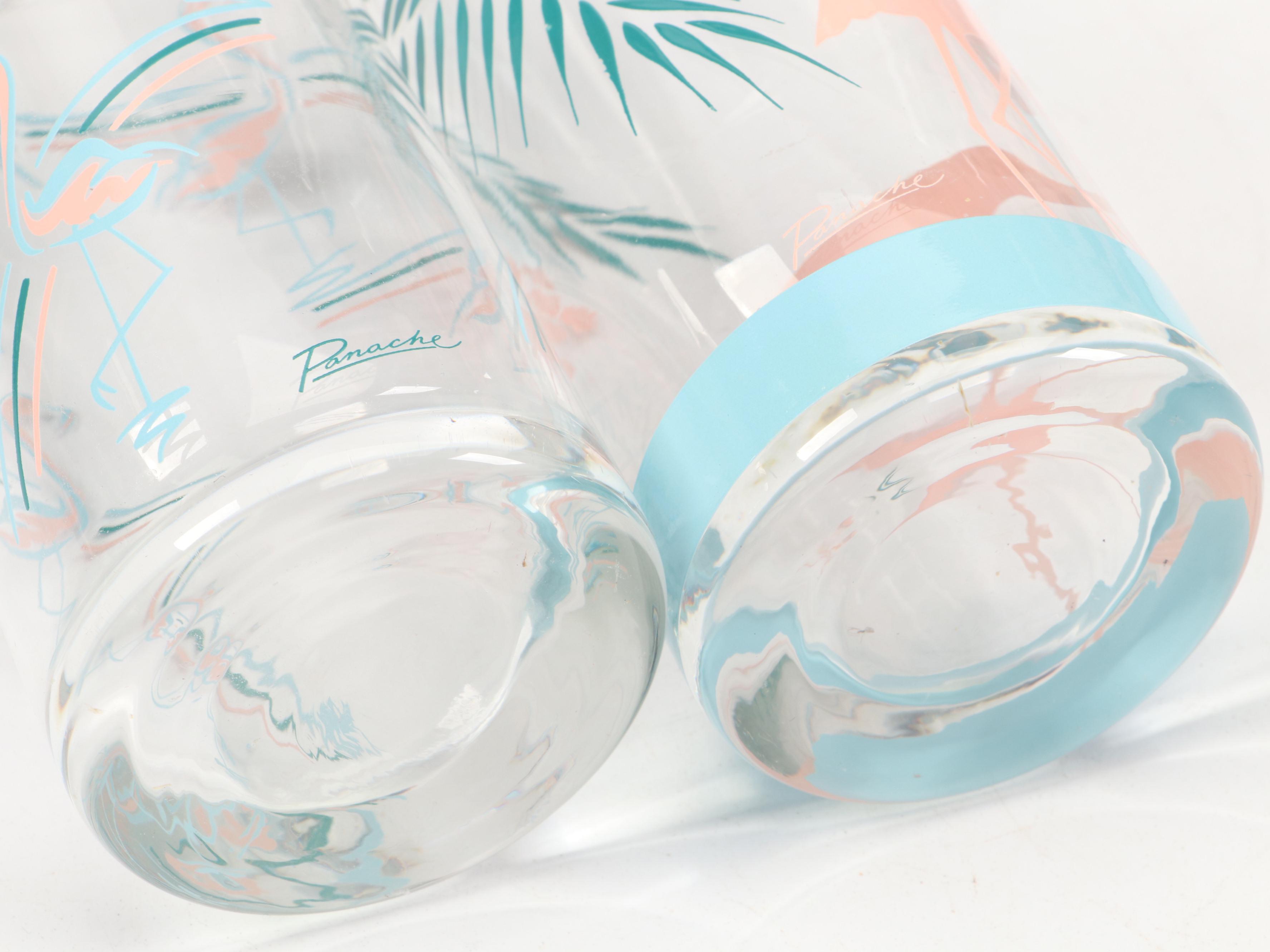 Vandor Flamingo Shakers with Mayer Plates, Glass Swizzle Sticks and More, 1985