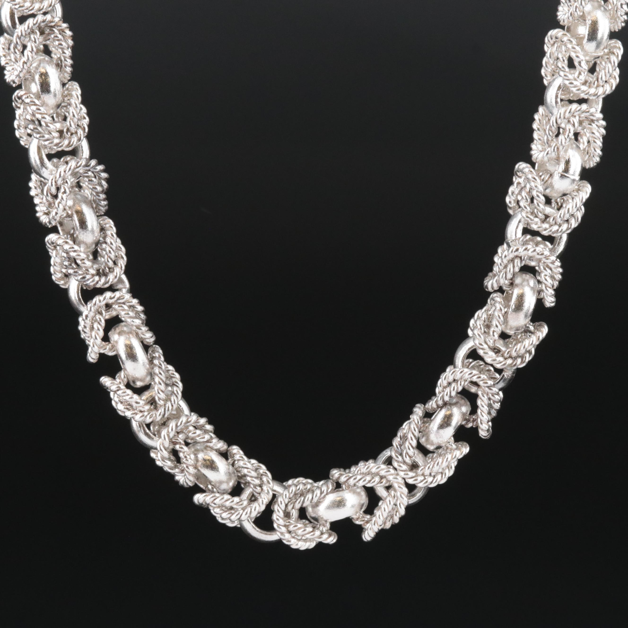Mexican Sterling Byzantine Link Necklace