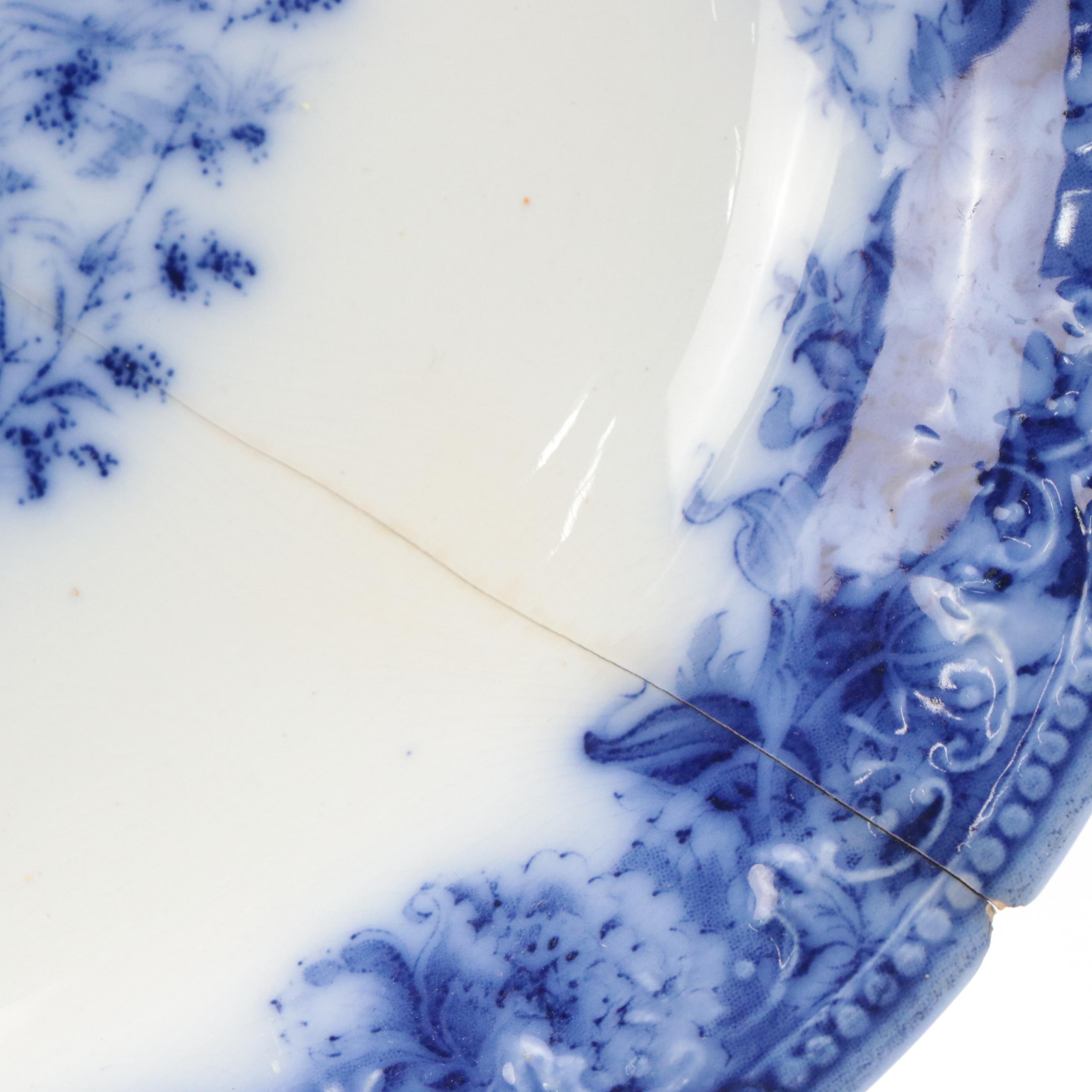 Wedgwood "Clytie" Flow Blue Turkey Platter and Plates
