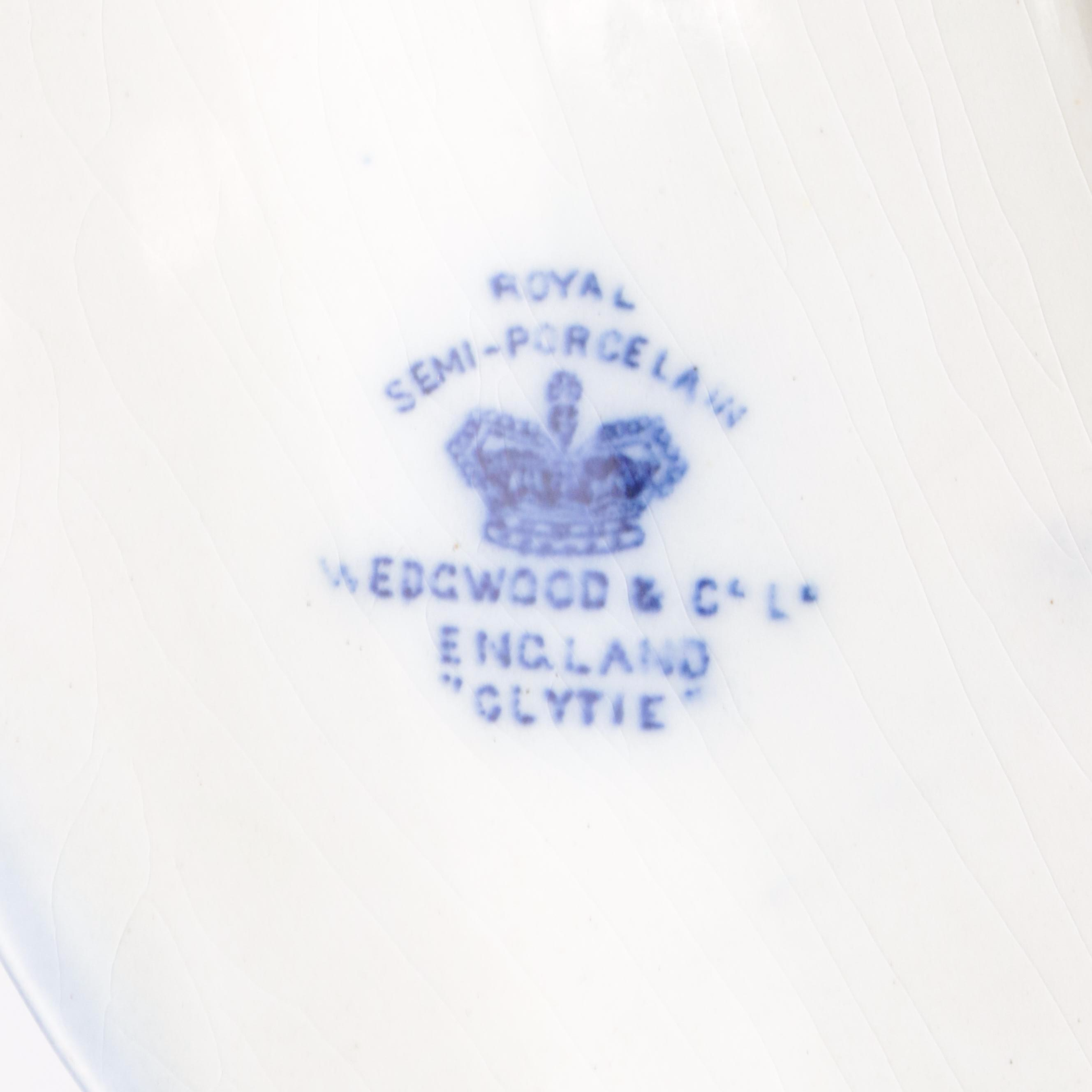 Wedgwood "Clytie" Flow Blue Turkey Platter and Plates