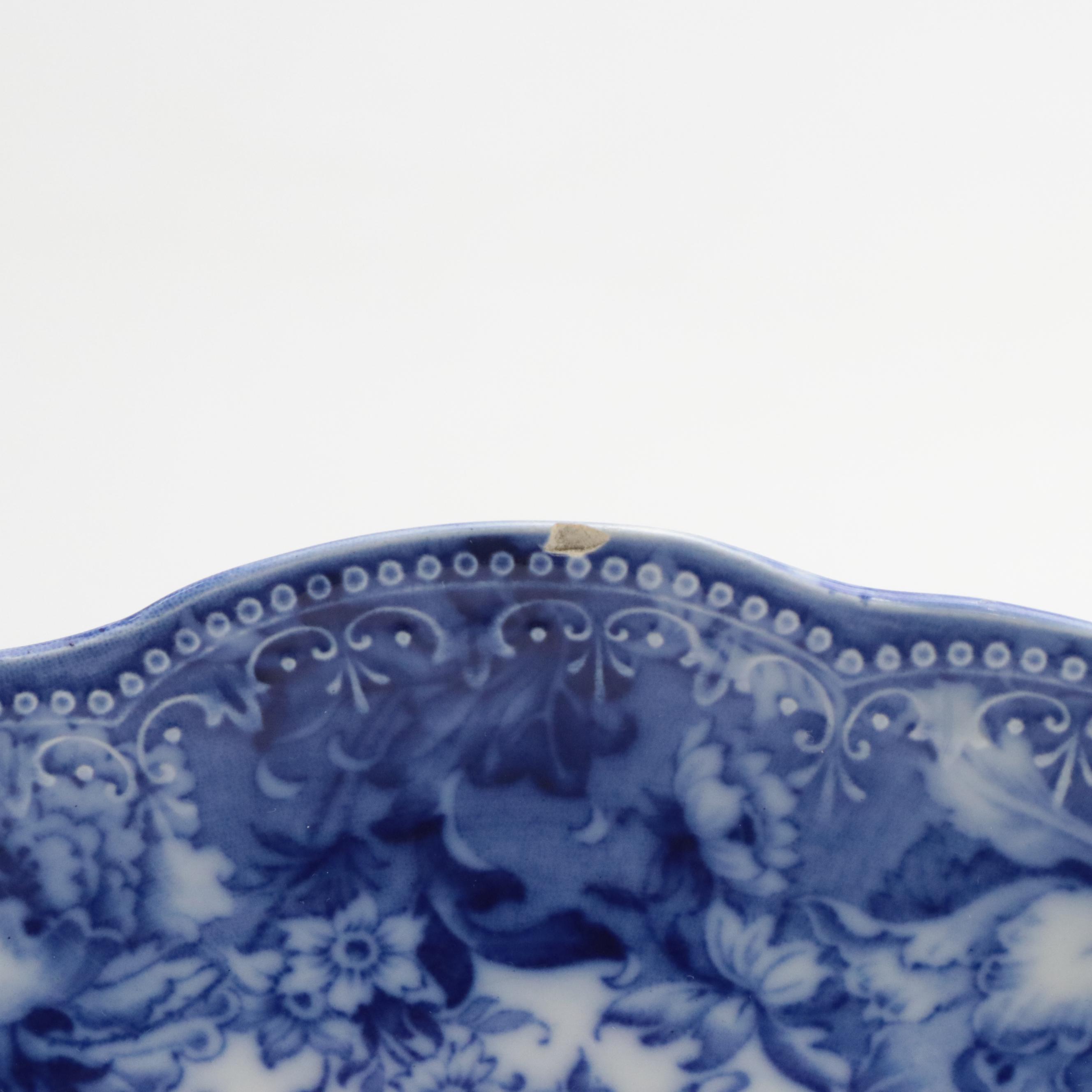 Wedgwood "Clytie" Flow Blue Turkey Platter and Plates