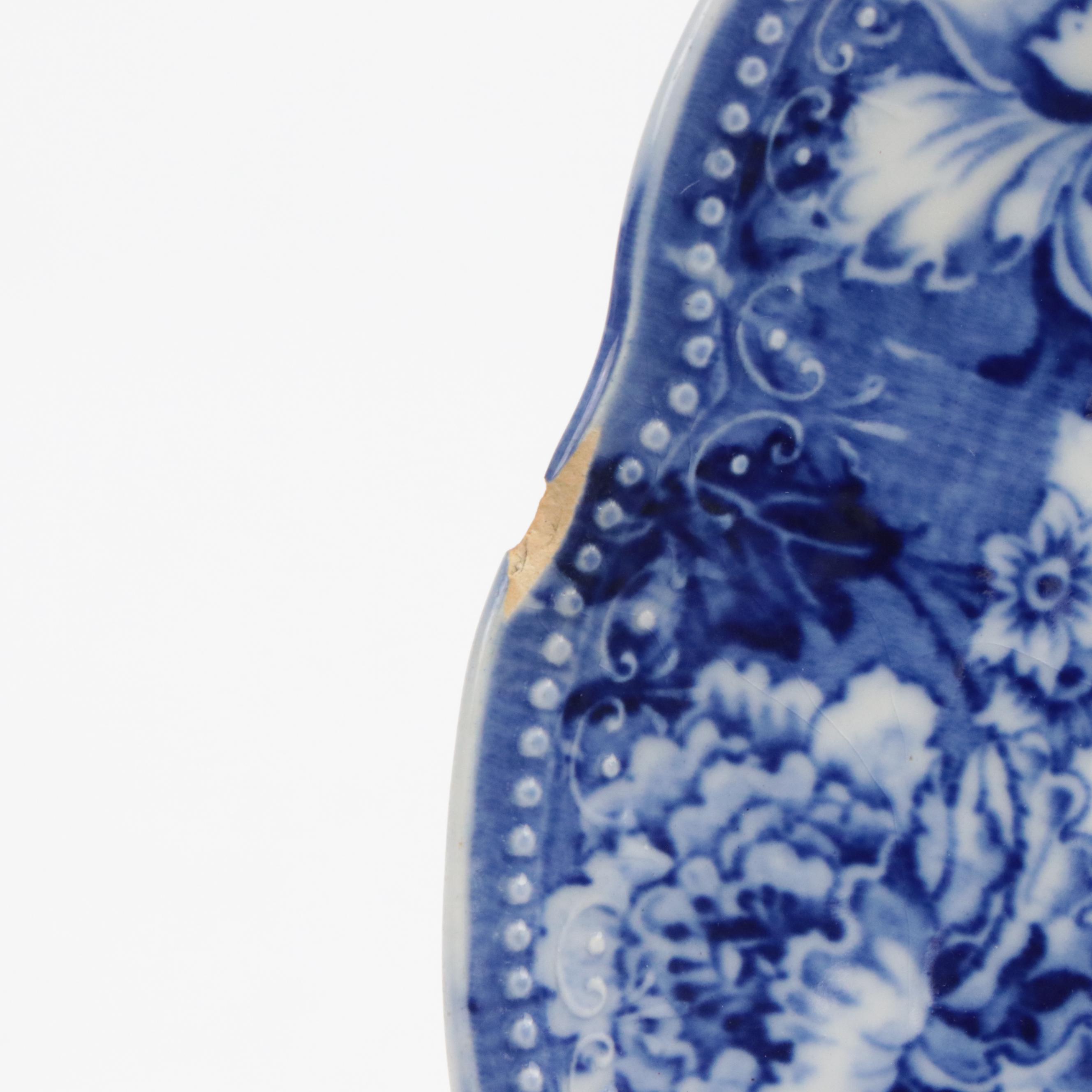 Wedgwood "Clytie" Flow Blue Turkey Platter and Plates