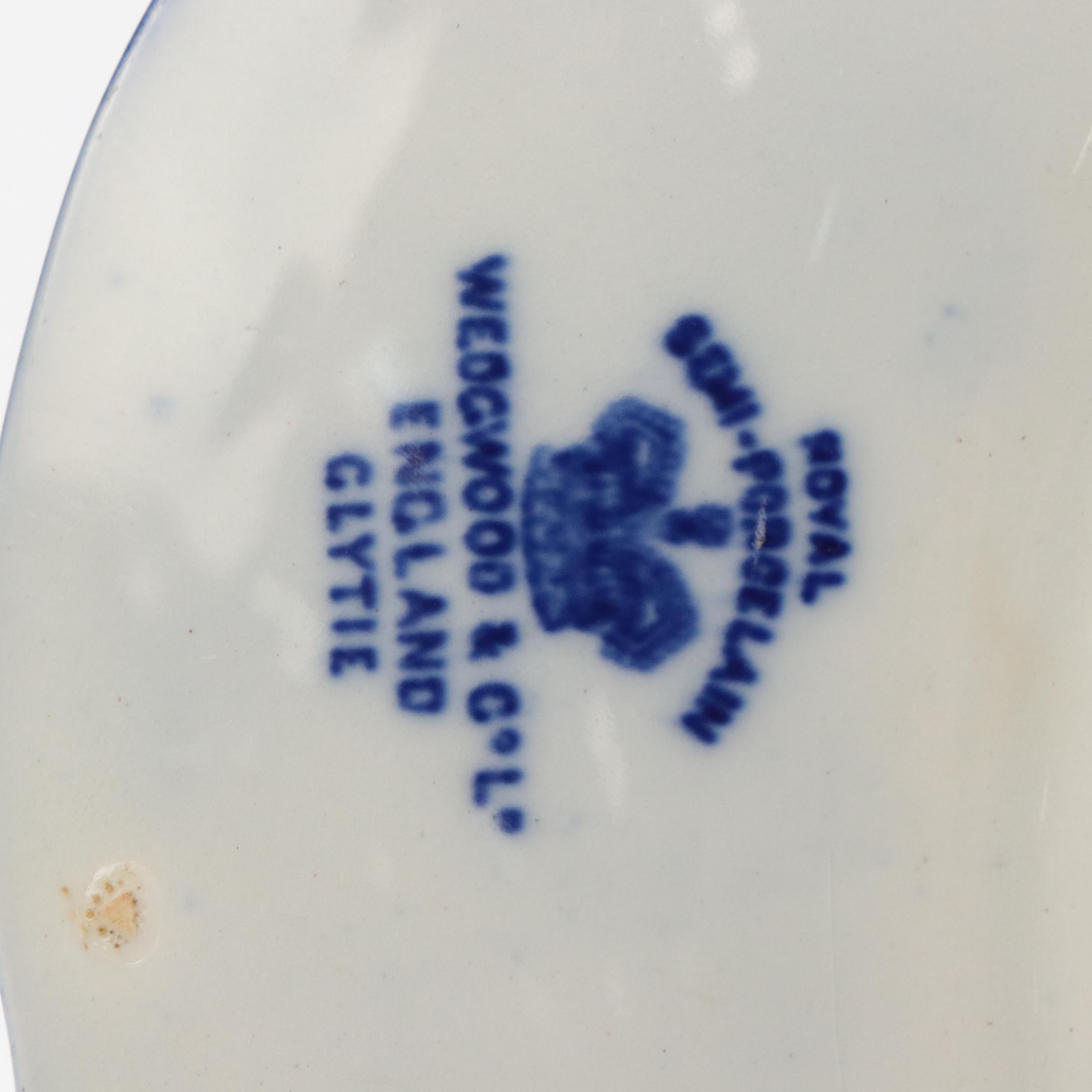 Wedgwood "Clytie" Flow Blue Turkey Platter and Plates