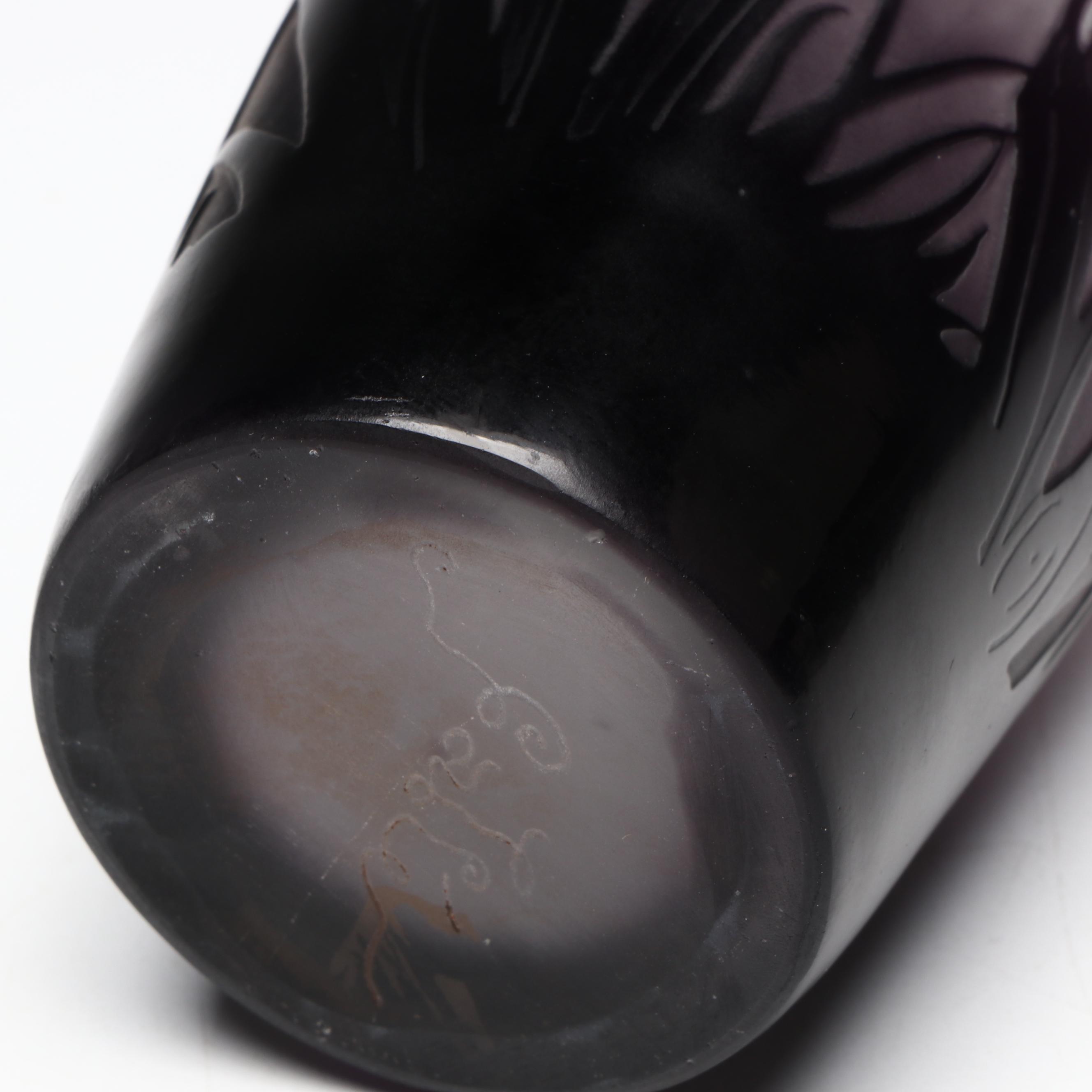 Gallé Art Nouveau Cameo Cut Floral and Foliate Art Glass Vase, Early 20th C.