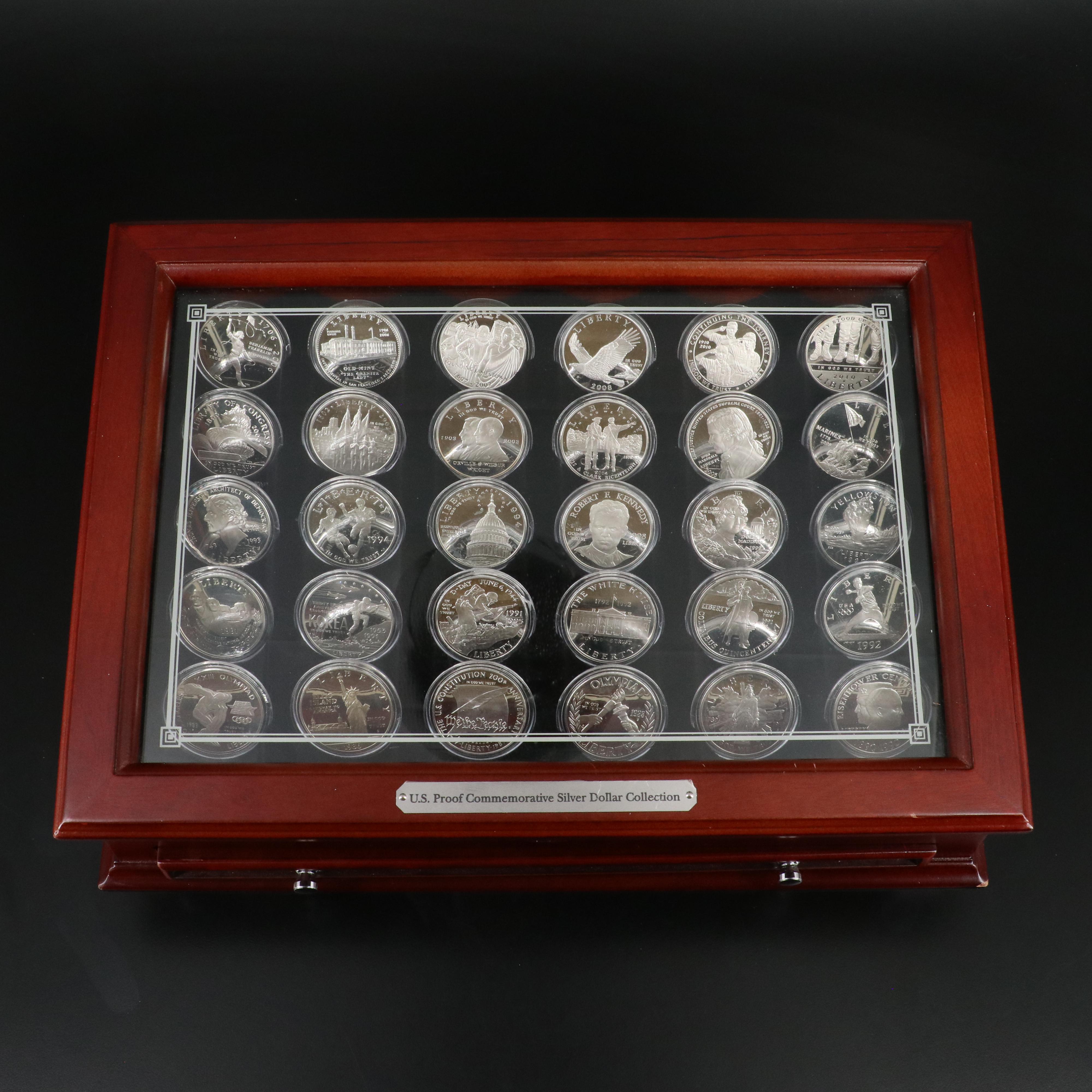 Collection of 25 Different U.S Modern Commemorative Proof Silver Dollars