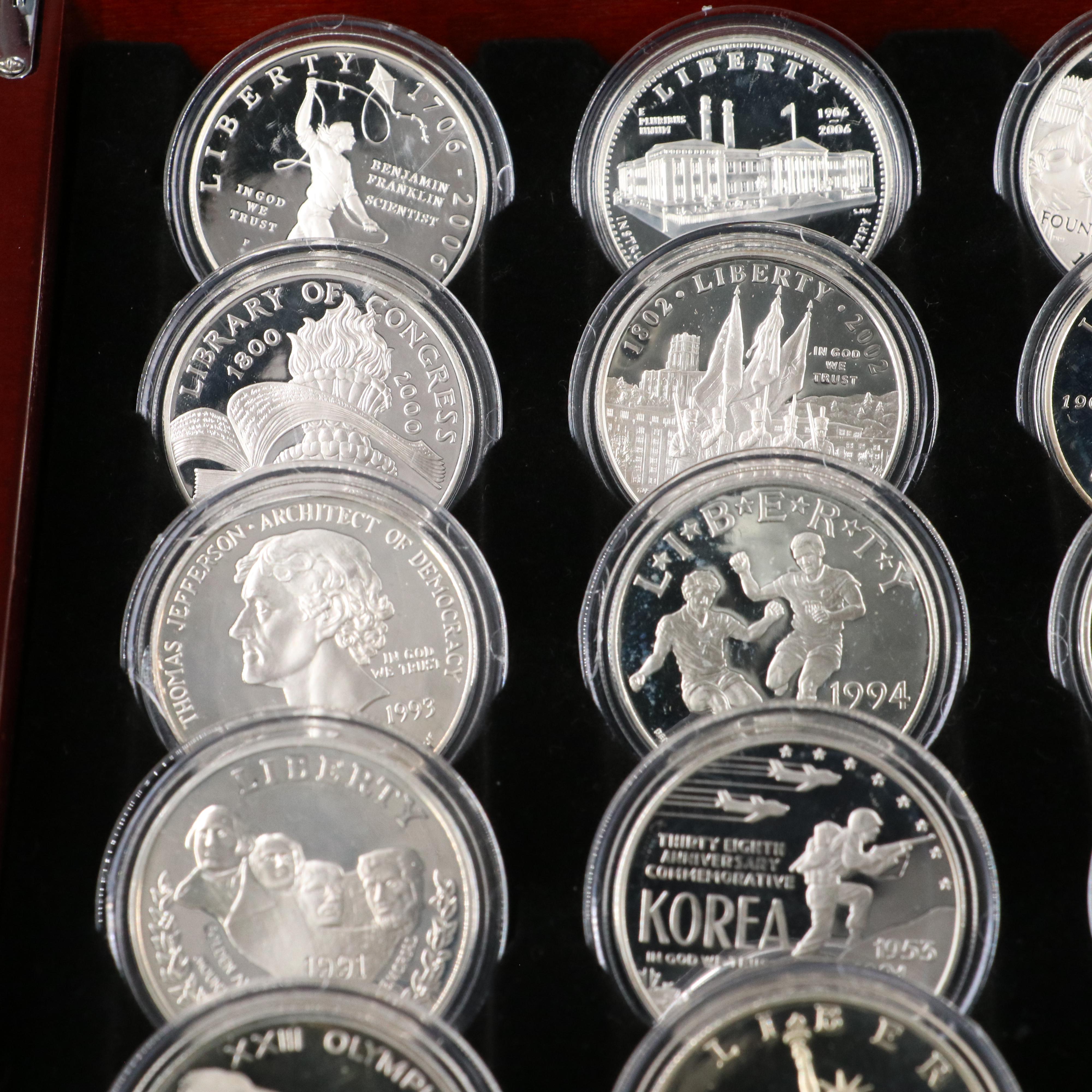 Collection of 25 Different U.S Modern Commemorative Proof Silver Dollars