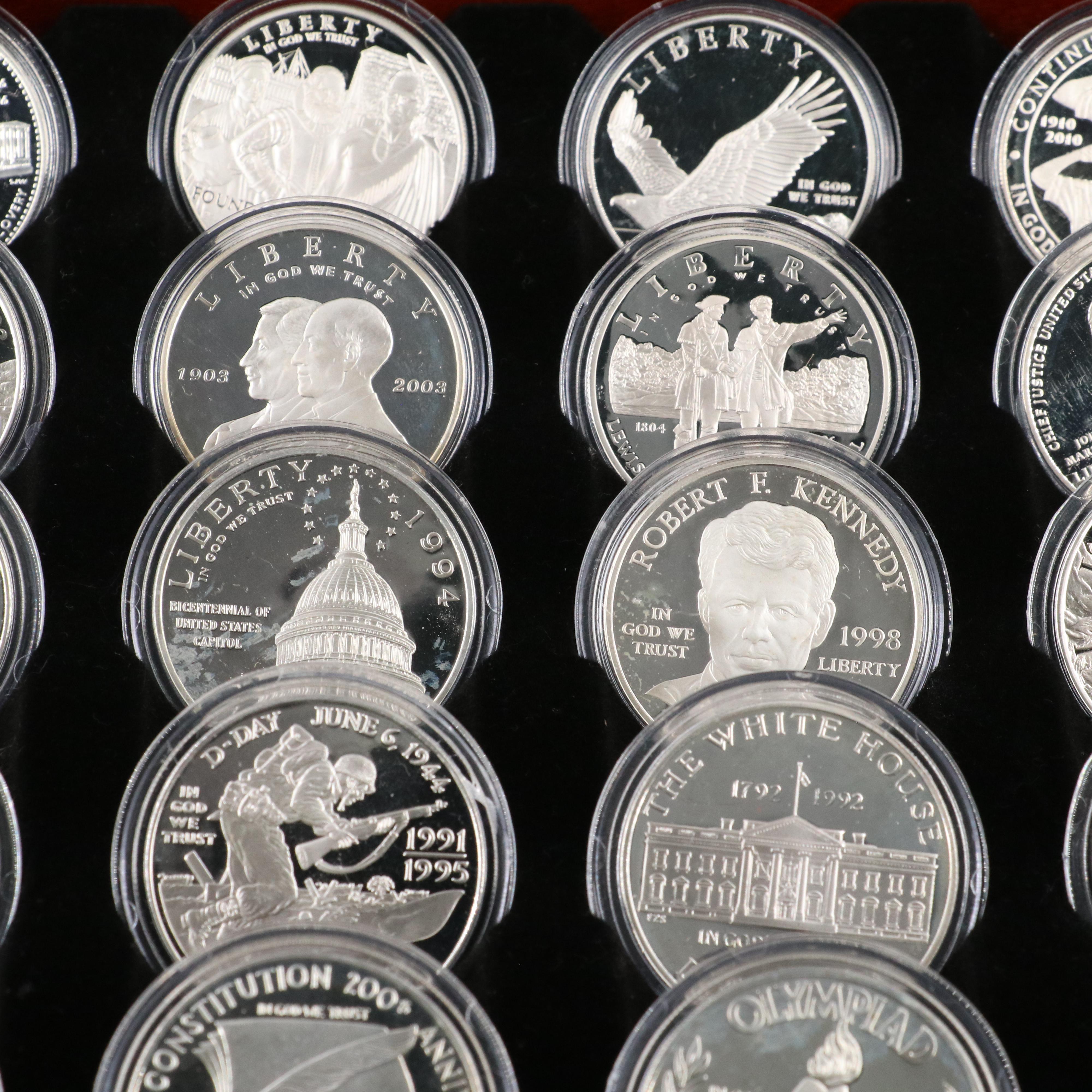 Collection of 25 Different U.S Modern Commemorative Proof Silver Dollars