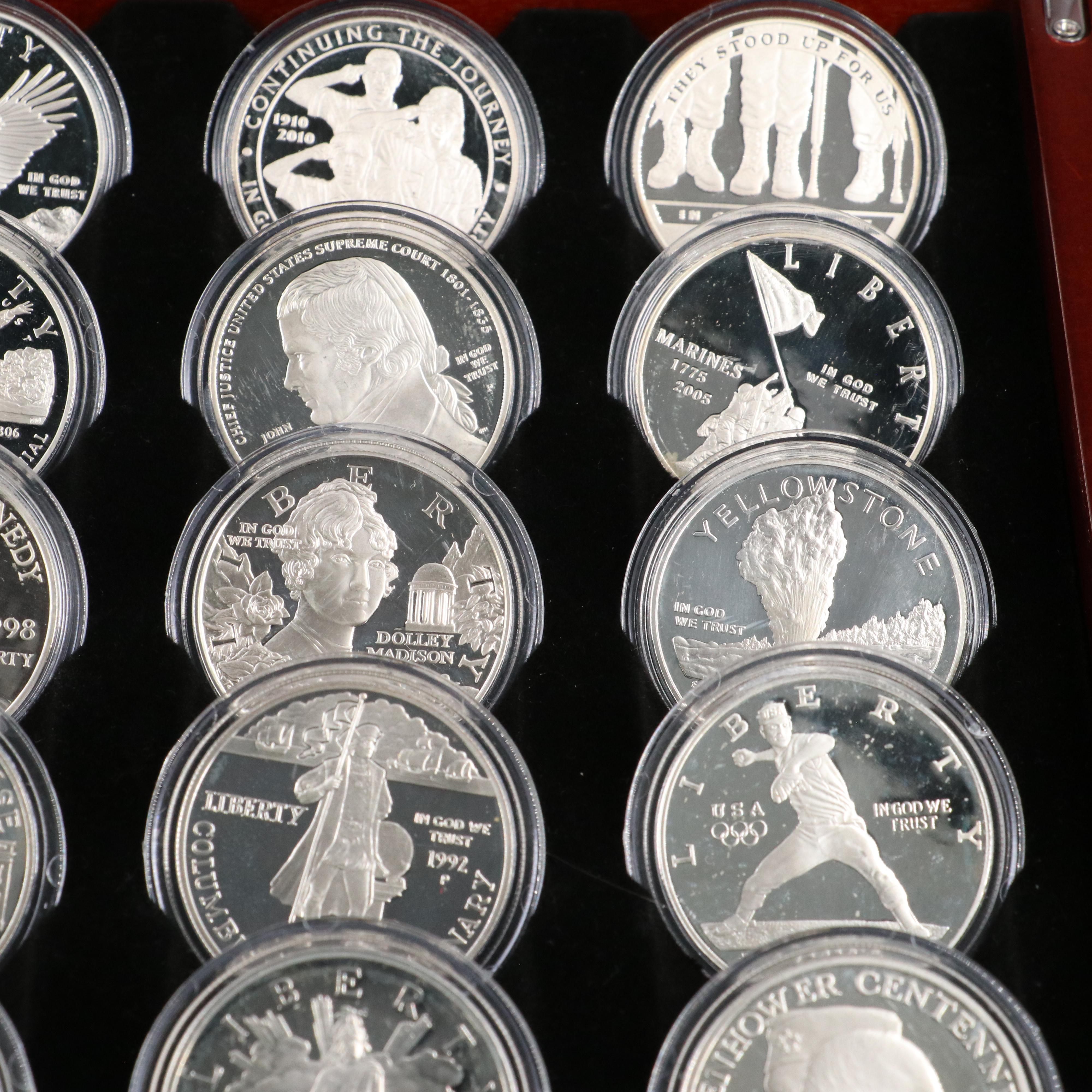 Collection of 25 Different U.S Modern Commemorative Proof Silver Dollars