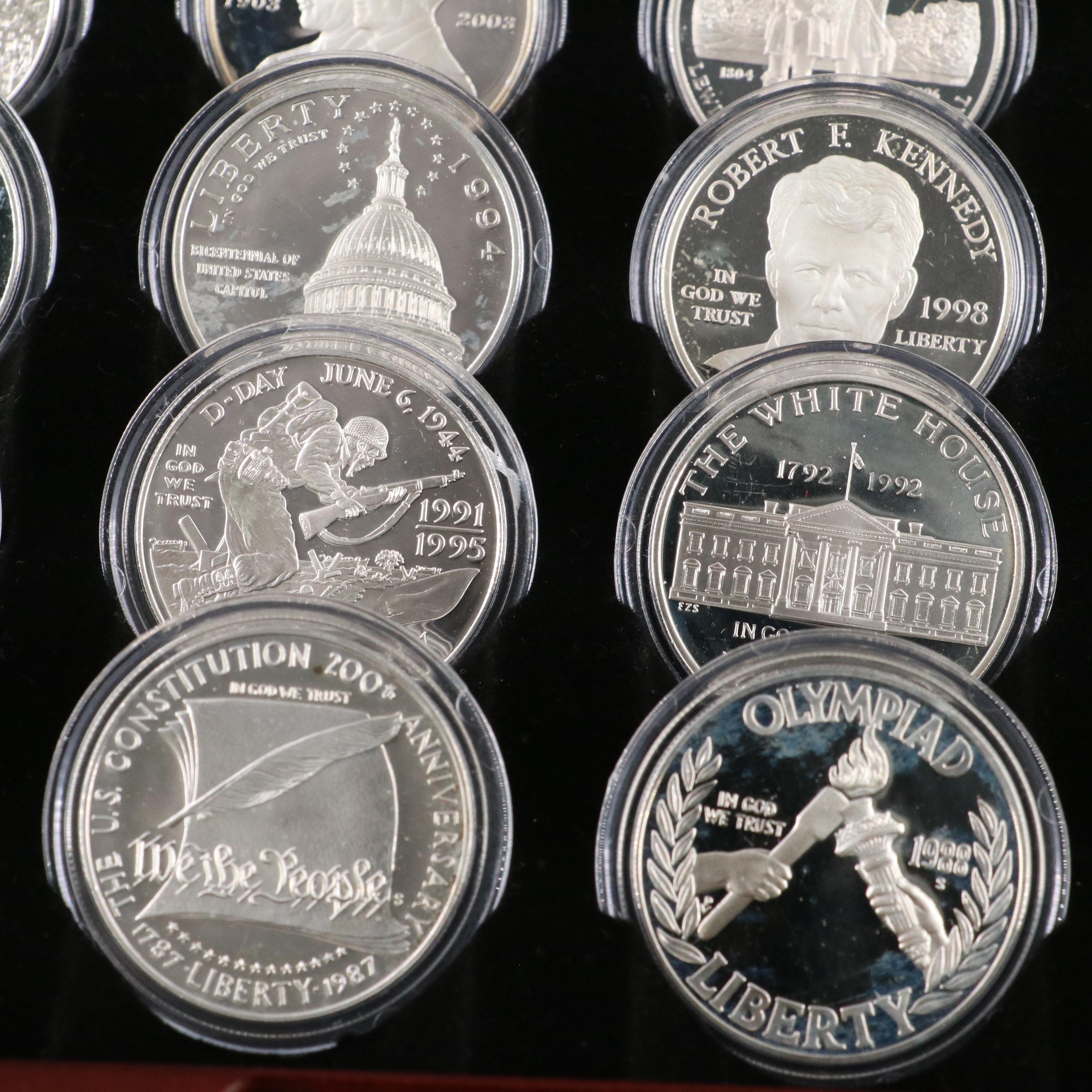 Collection of 25 Different U.S Modern Commemorative Proof Silver Dollars