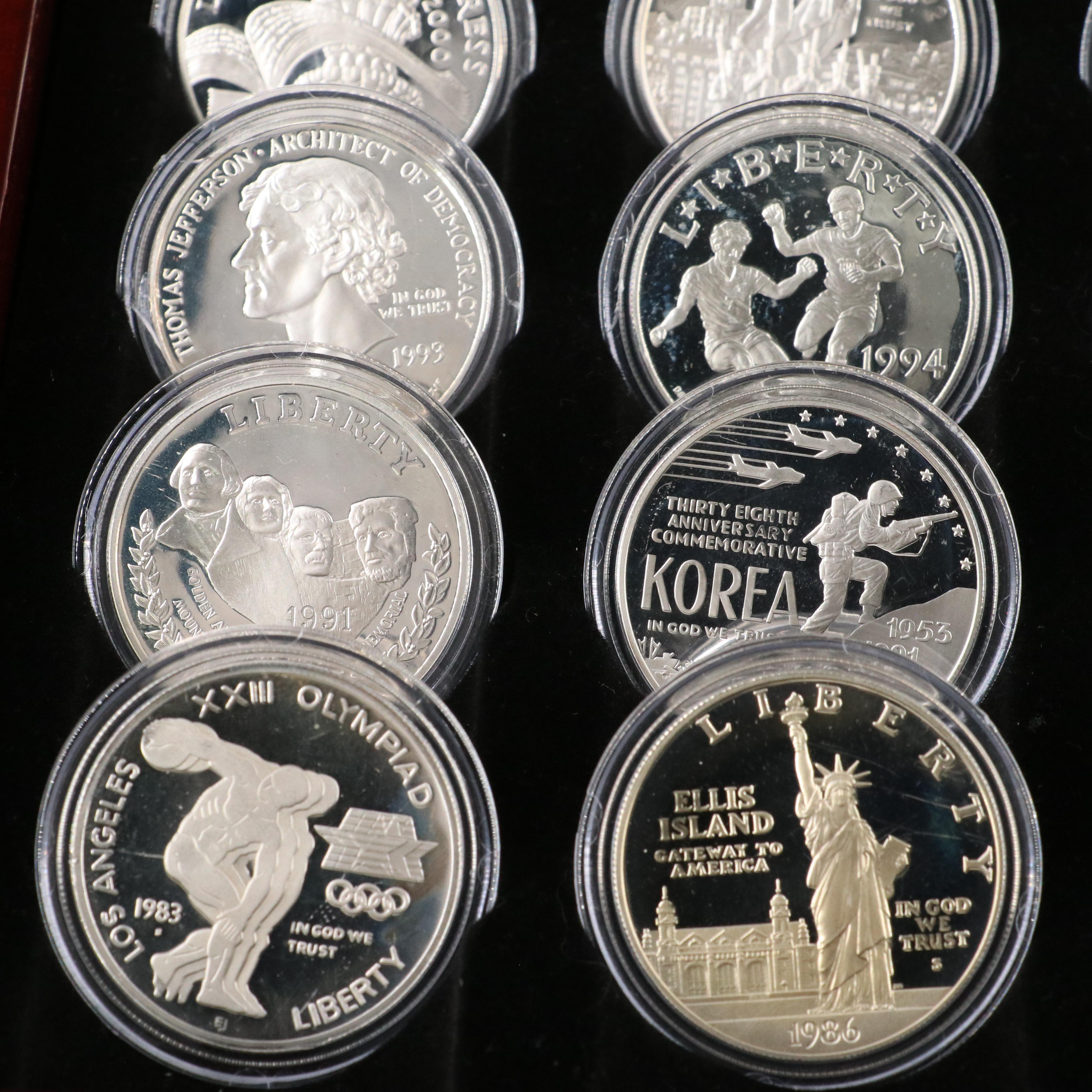 Collection of 25 Different U.S Modern Commemorative Proof Silver Dollars