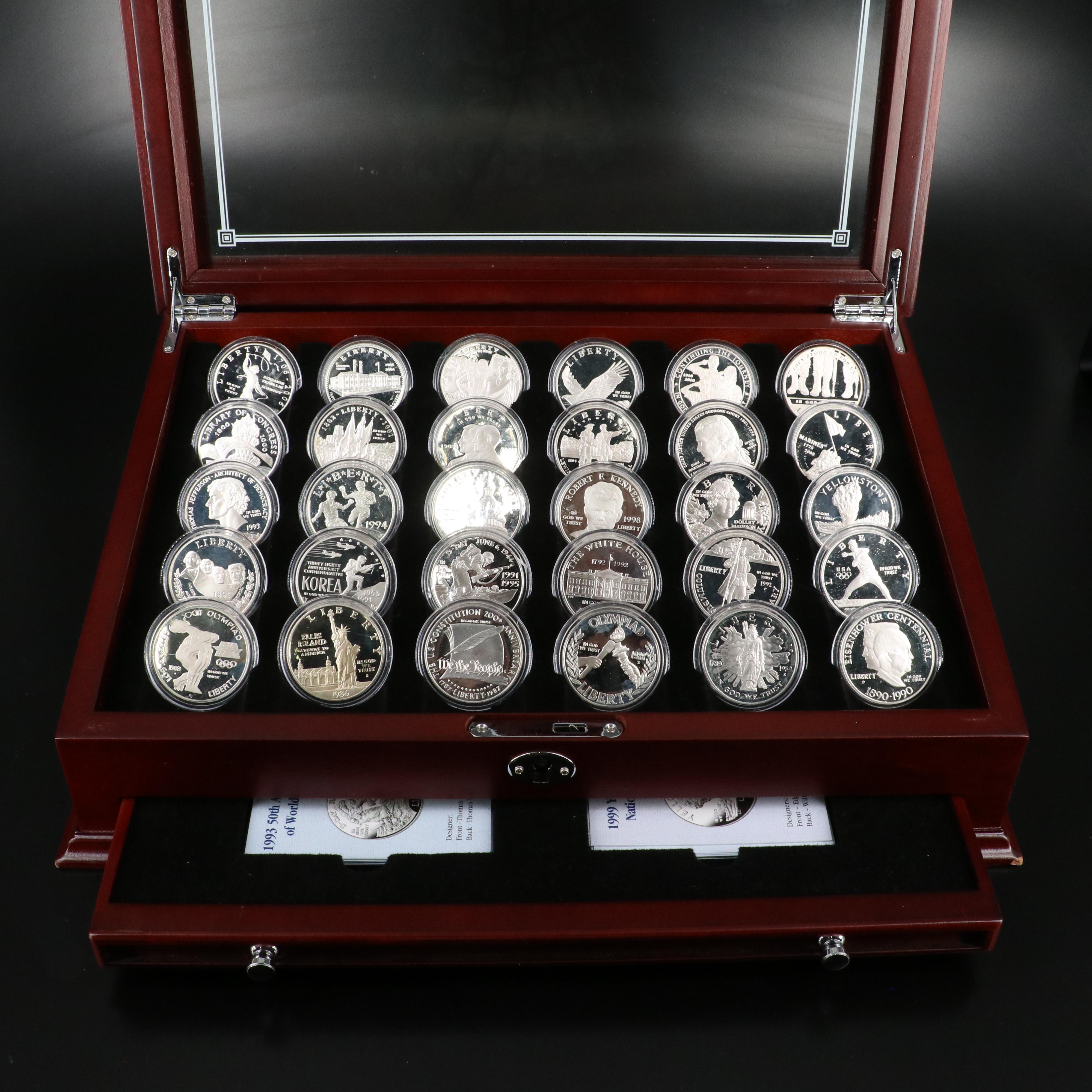 Collection of 25 Different U.S Modern Commemorative Proof Silver Dollars