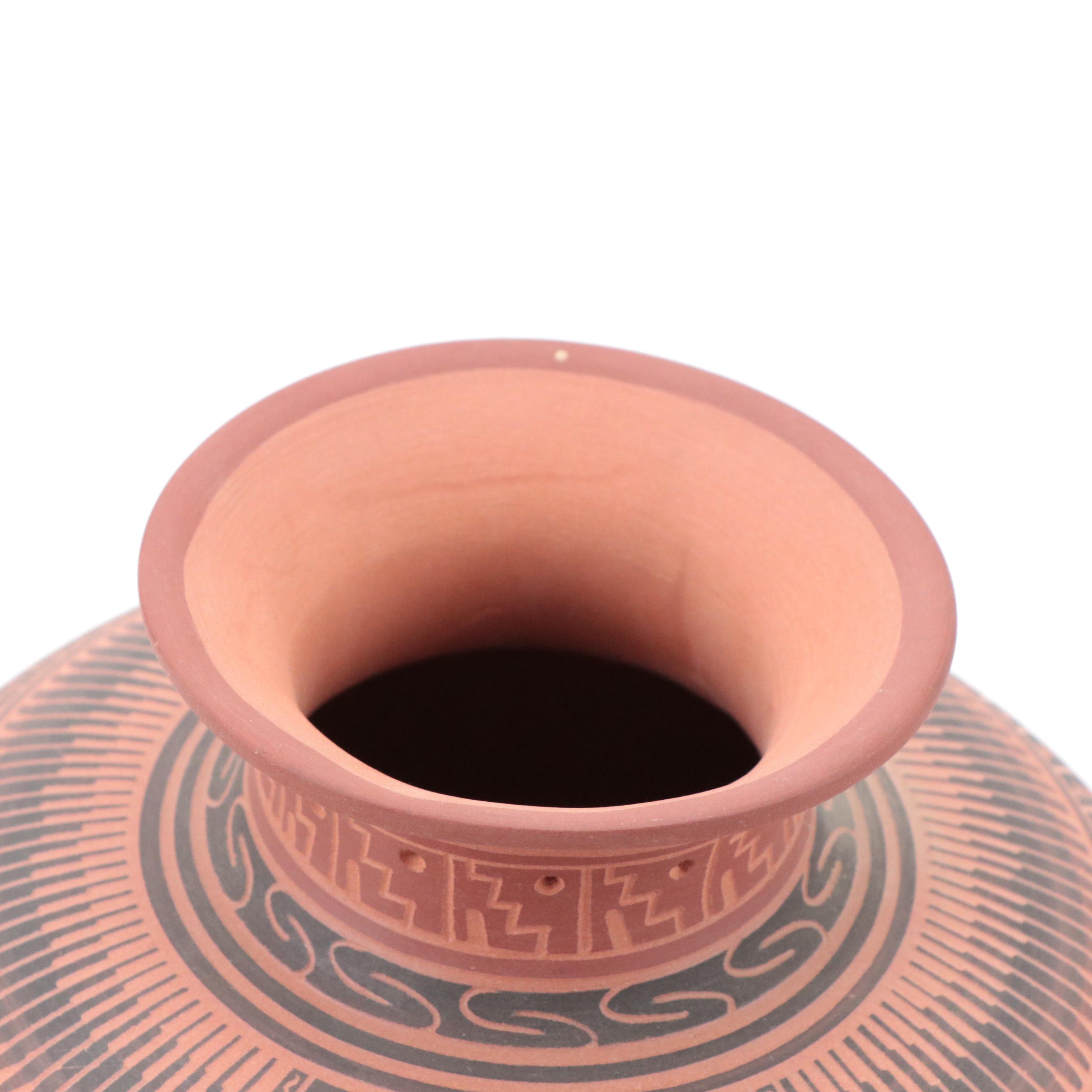 Clarice Eskeets Navajo Diné Earthenware Vase with Tewa Hummingbird Kachina Doll