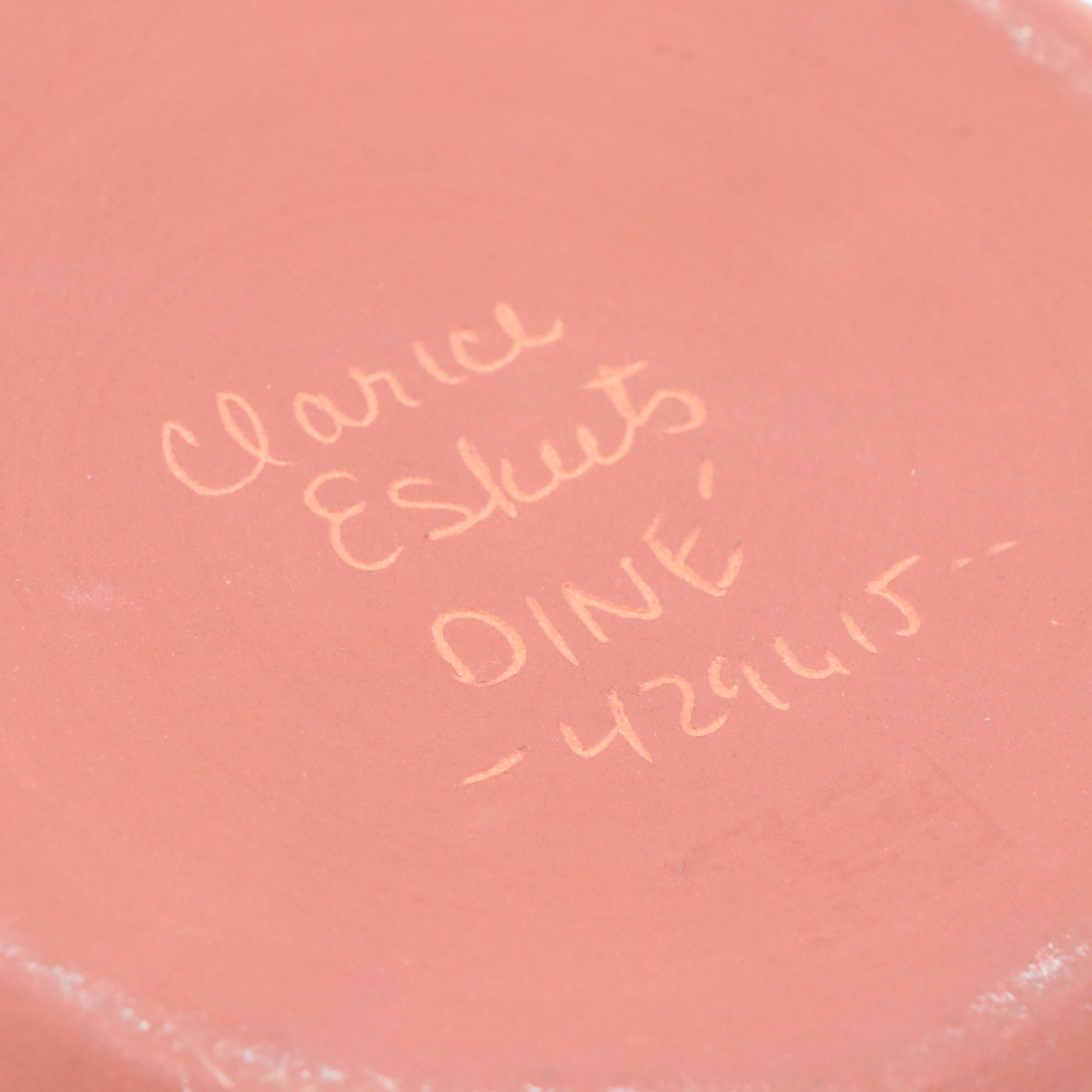 Clarice Eskeets Navajo Diné Earthenware Vase with Tewa Hummingbird Kachina Doll