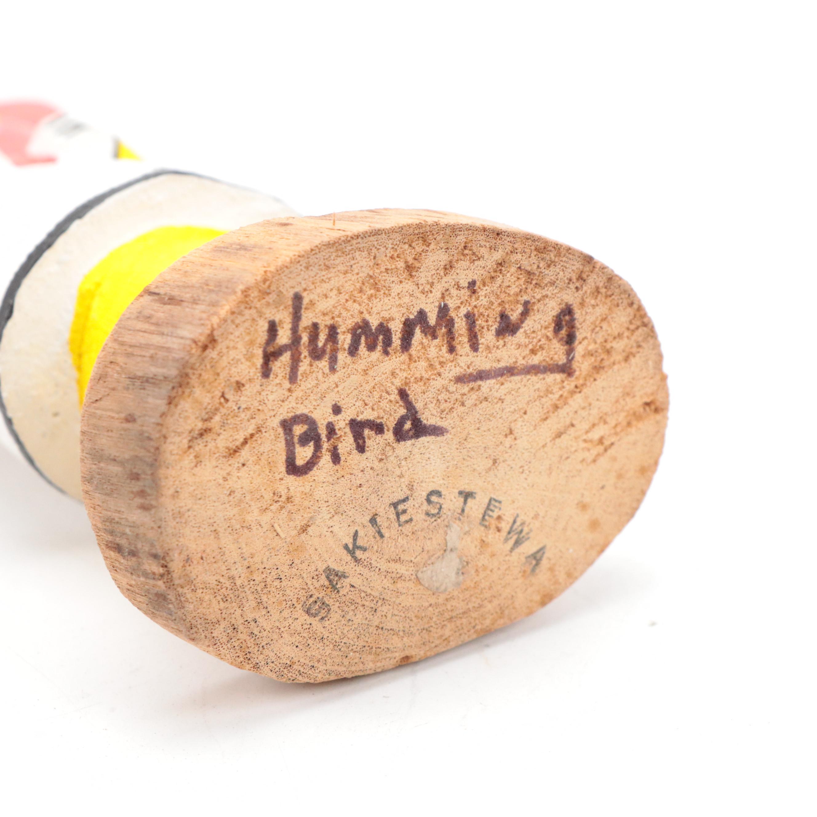 Clarice Eskeets Navajo Diné Earthenware Vase with Tewa Hummingbird Kachina Doll