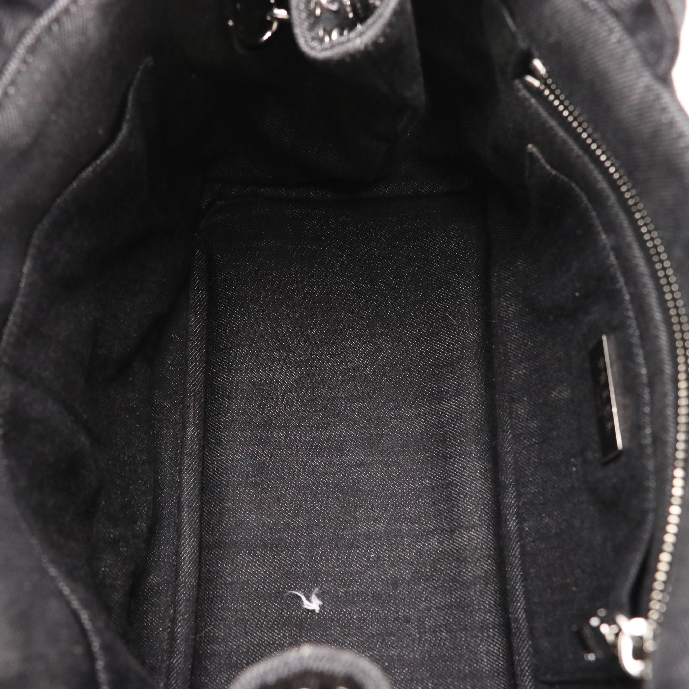 Prada Canapa Studded and Rhinestone Embellished Denim Two-Way Bag