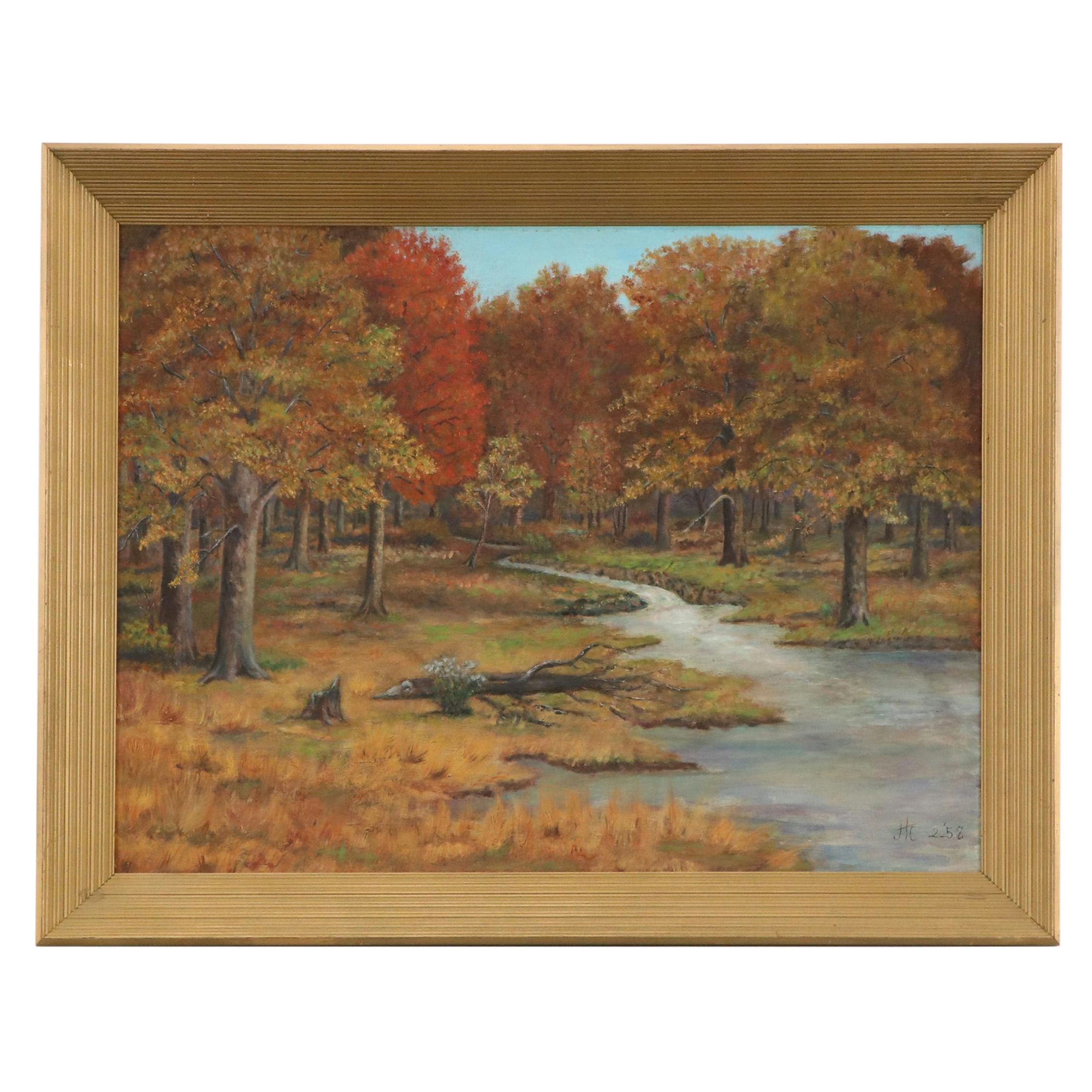 Julia H. Cunningham Oil Painting "Autumn Phantasy," 1958