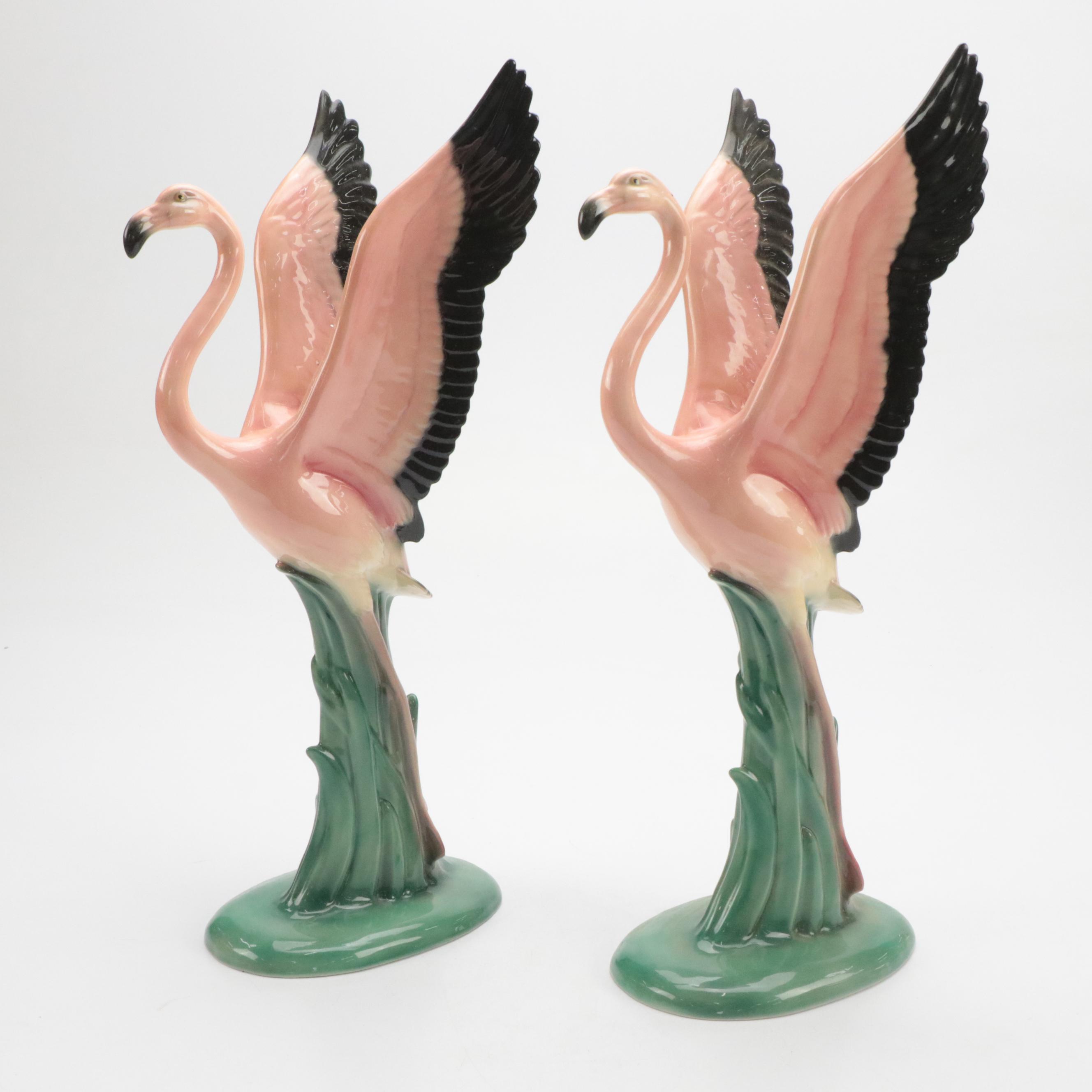 Will George Mid Century Modern Ceramic Flamingo Figurines