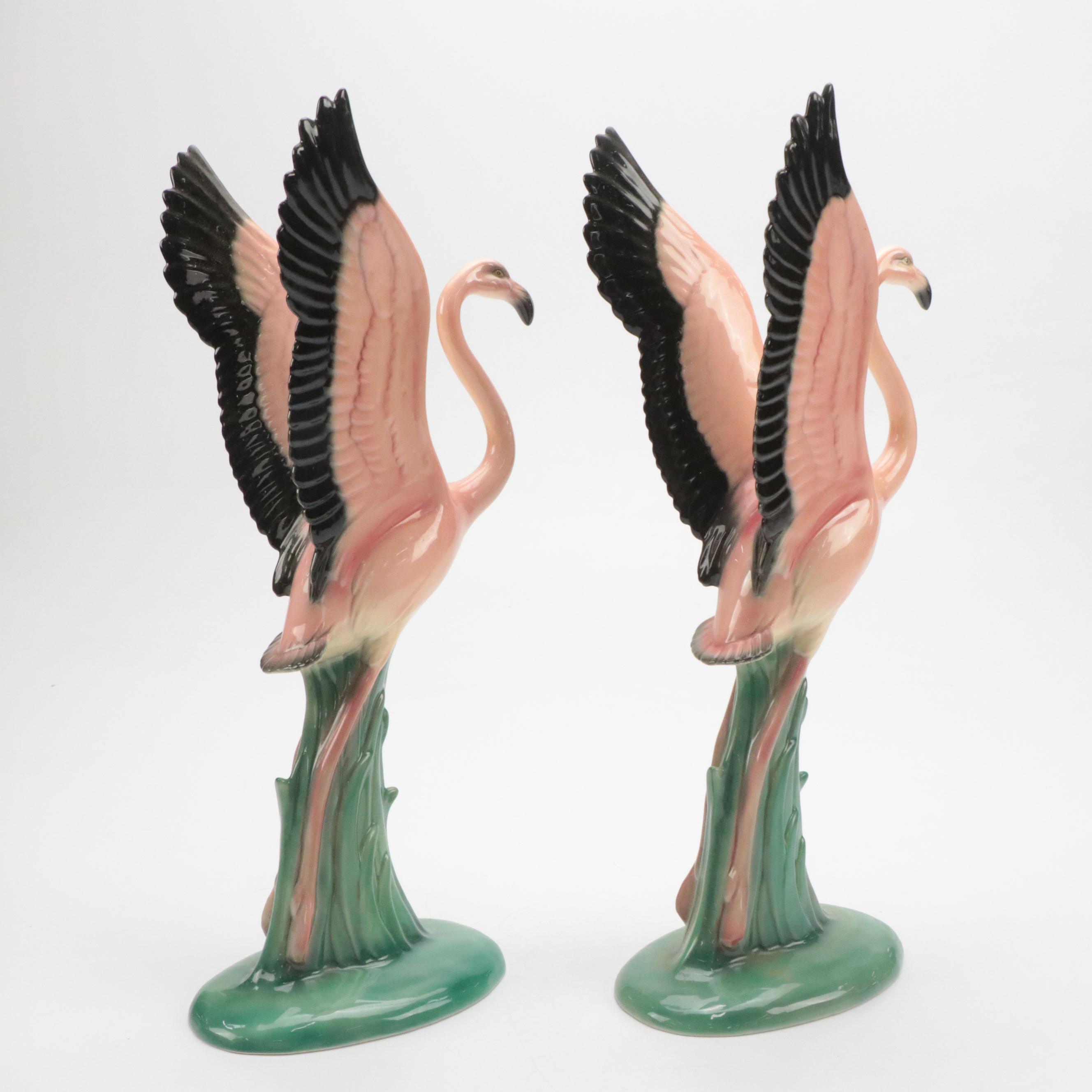 Will George Mid Century Modern Ceramic Flamingo Figurines