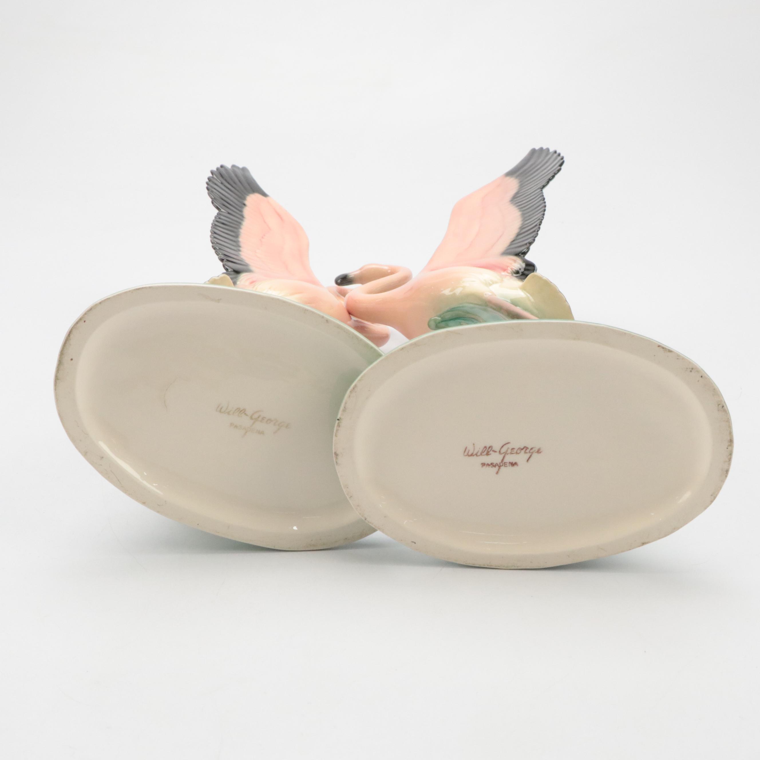 Will George Mid Century Modern Ceramic Flamingo Figurines