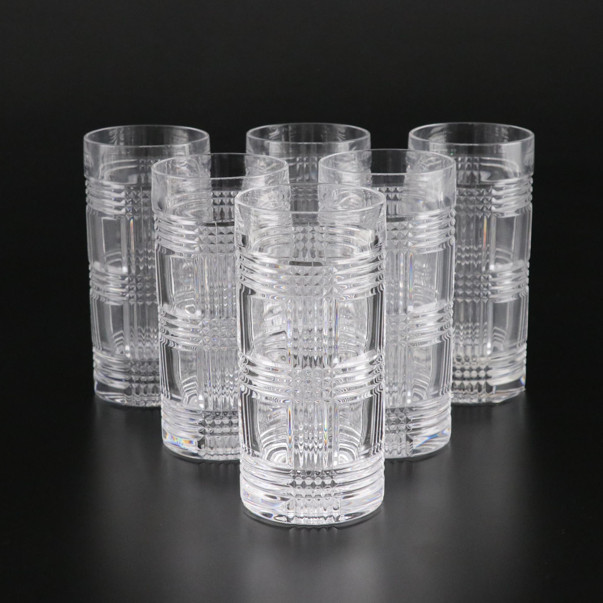 Six Ralph Lauren "Glen Plaid" Highball Glasses