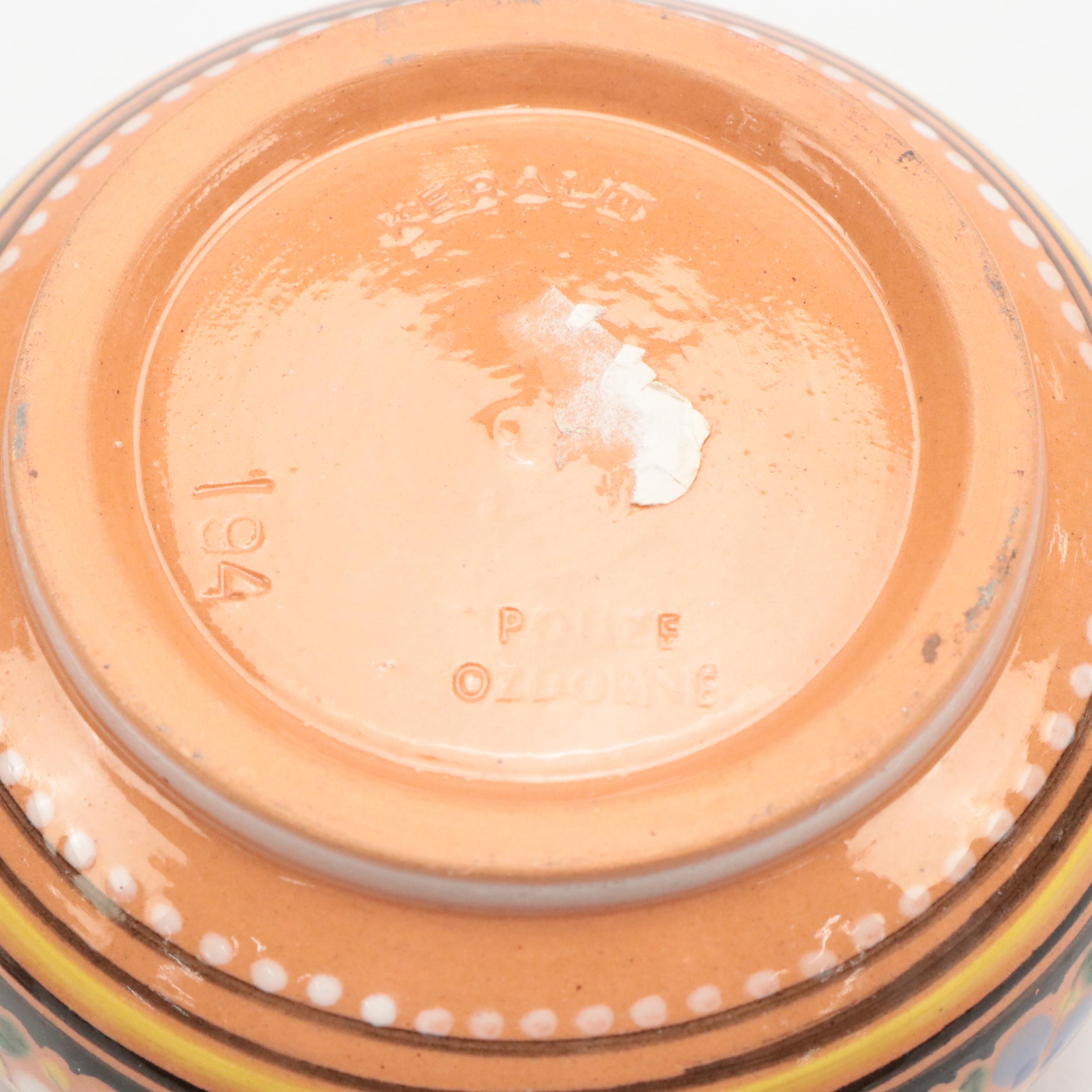 Mexican Art Pottery Creamer and Sugar with Czech Folk Art Pot