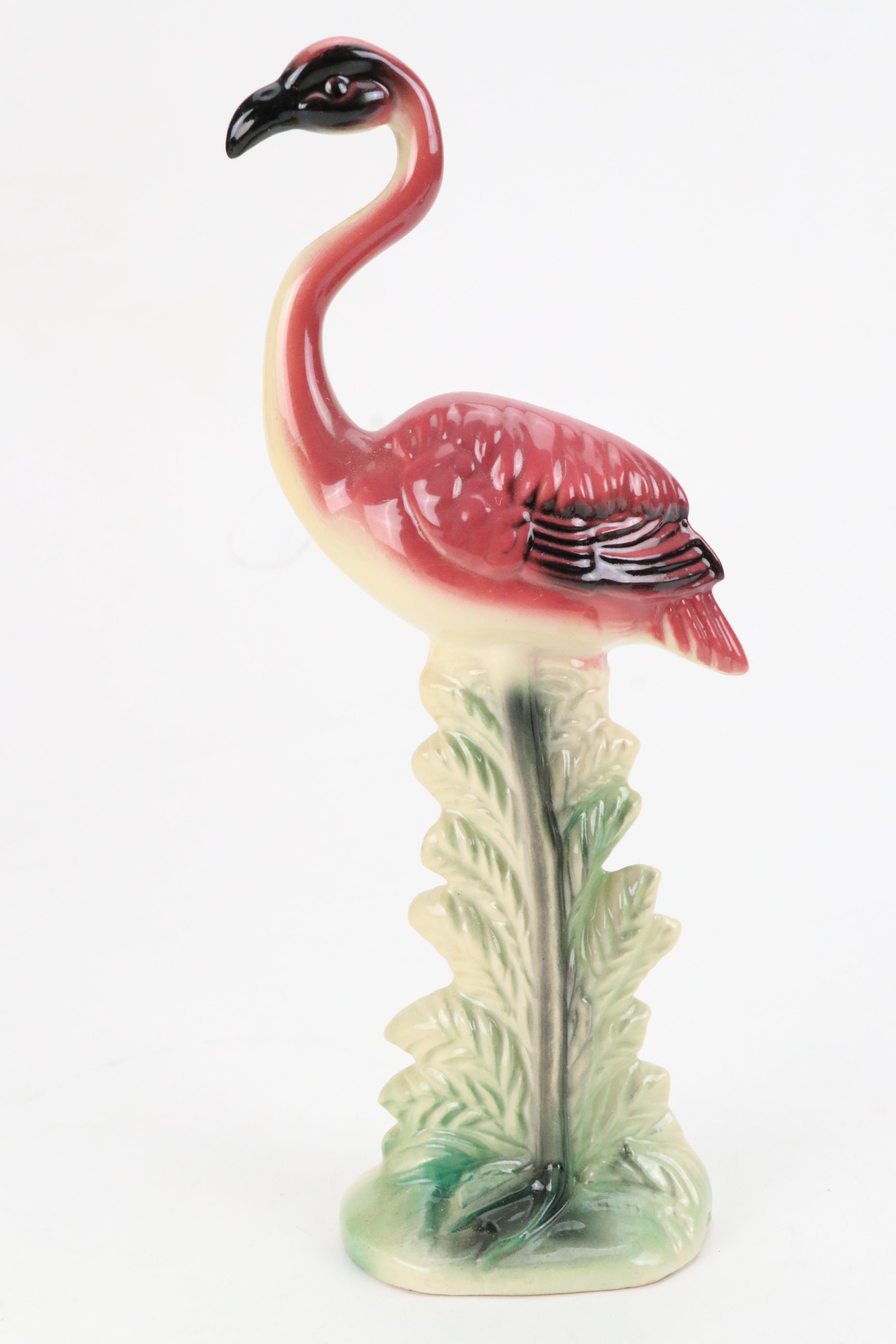 Brad Keeler Flamingo Figurine with California "Garden Time" Bowl and Figurines
