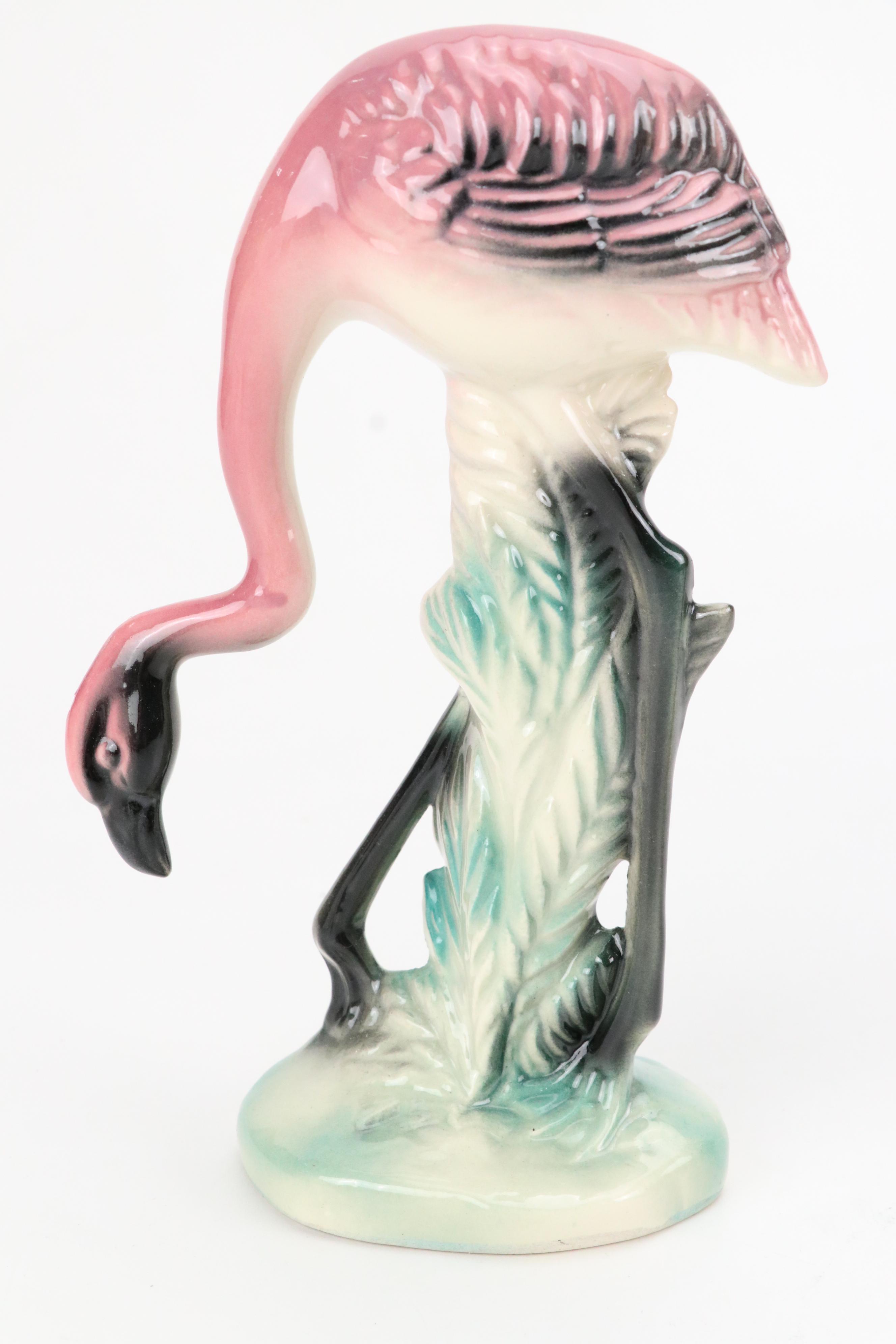 Brad Keeler Flamingo Figurine with California "Garden Time" Bowl and Figurines