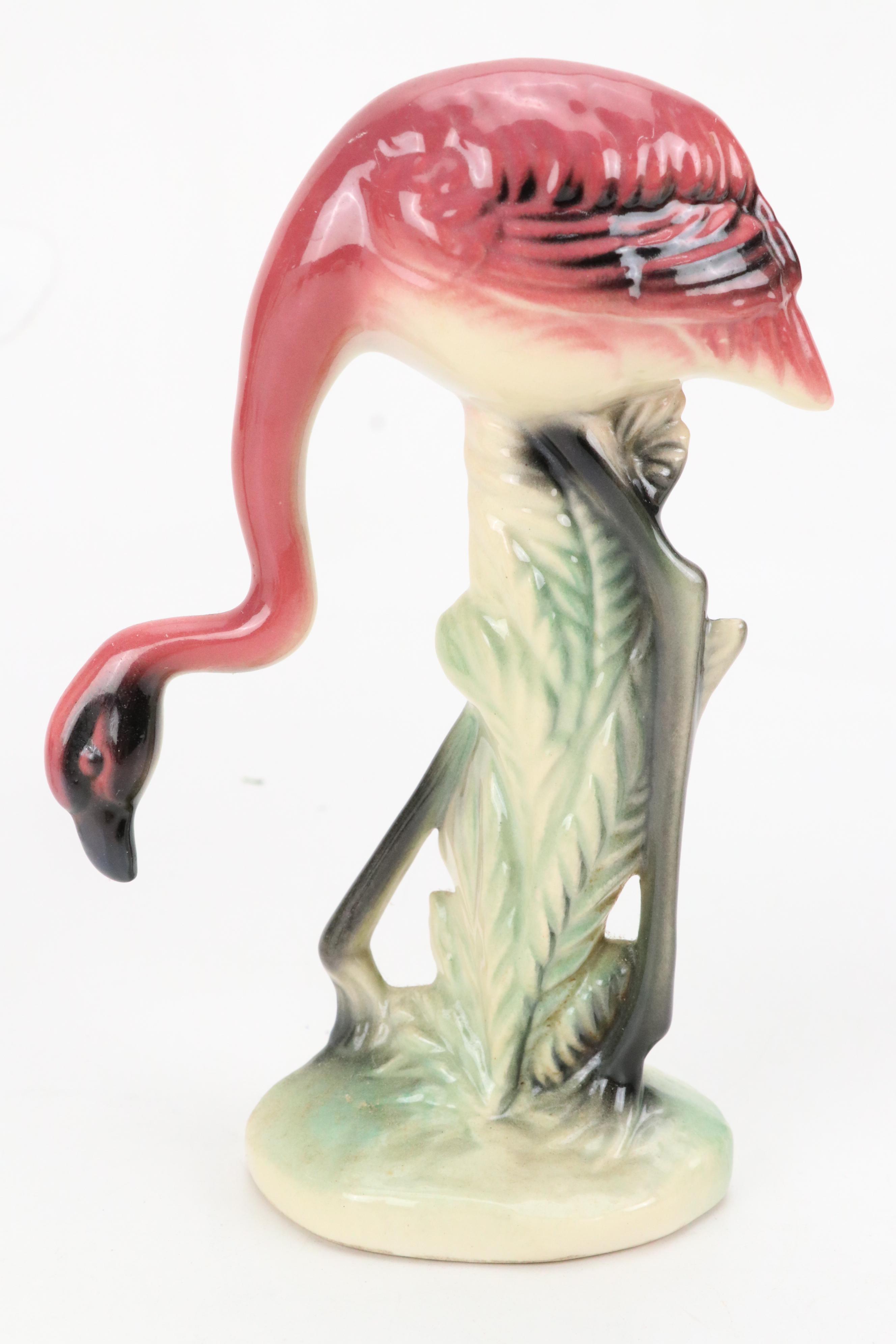 Brad Keeler Flamingo Figurine with California "Garden Time" Bowl and Figurines