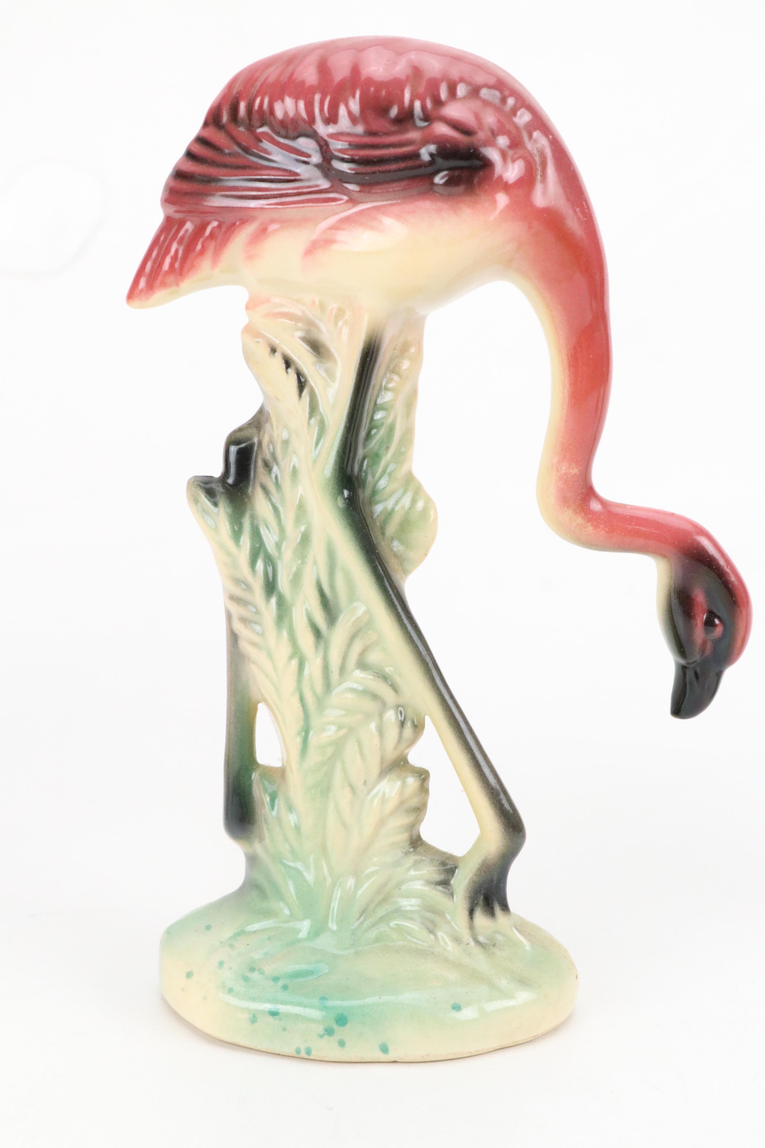 Brad Keeler Flamingo Figurine with California "Garden Time" Bowl and Figurines