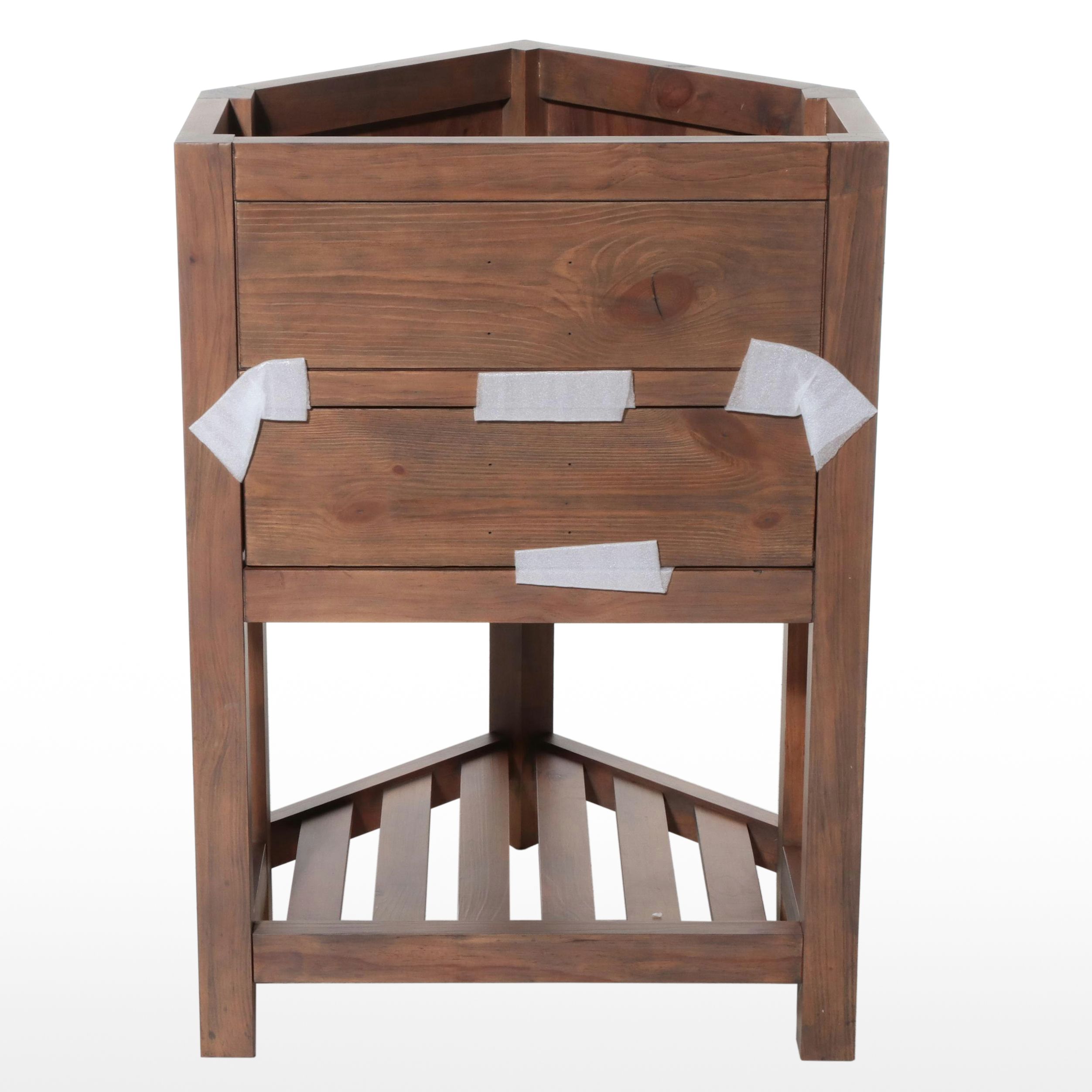 Gray Wash Corner Wooden Vanity Cabinet, Contemporary