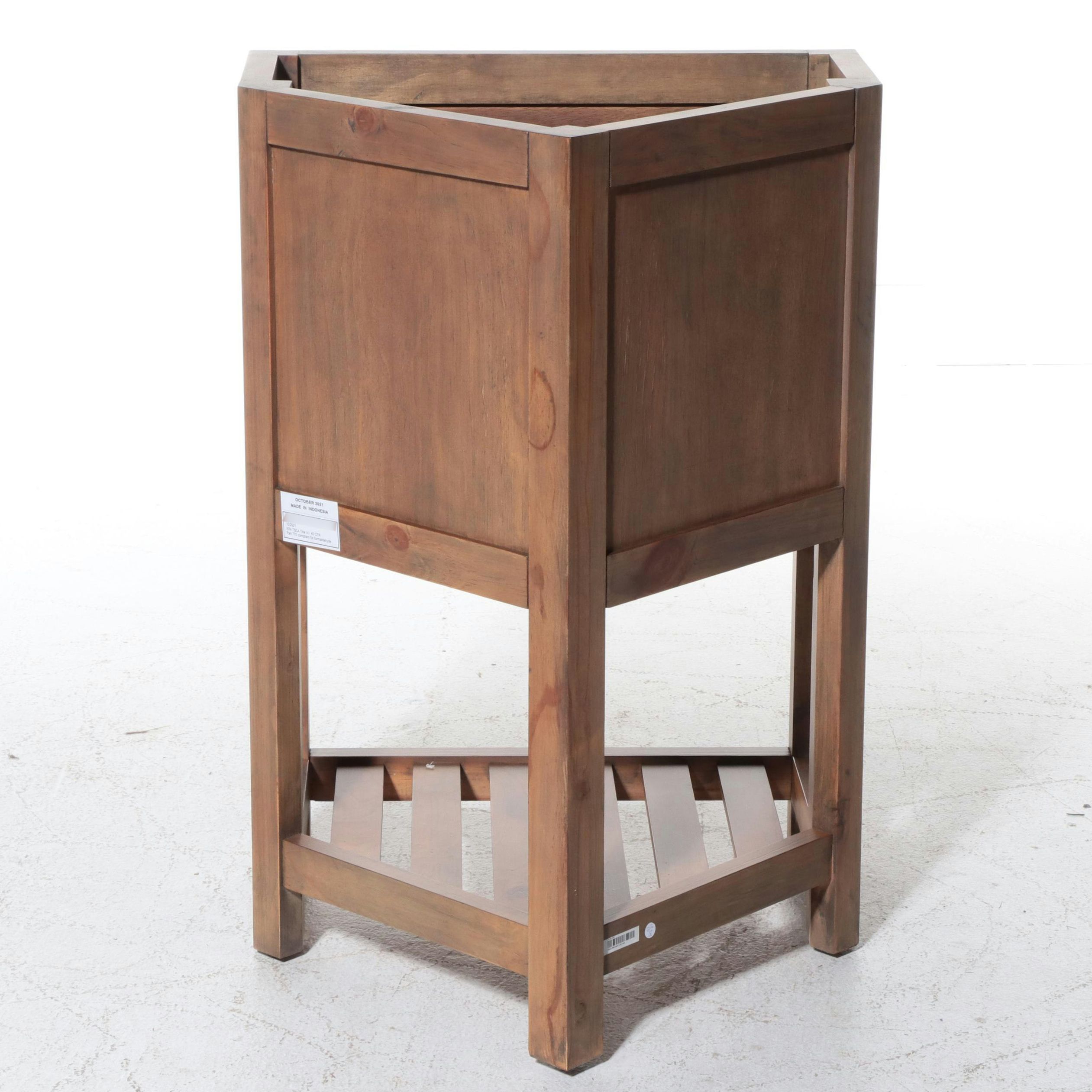 Gray Wash Corner Wooden Vanity Cabinet, Contemporary