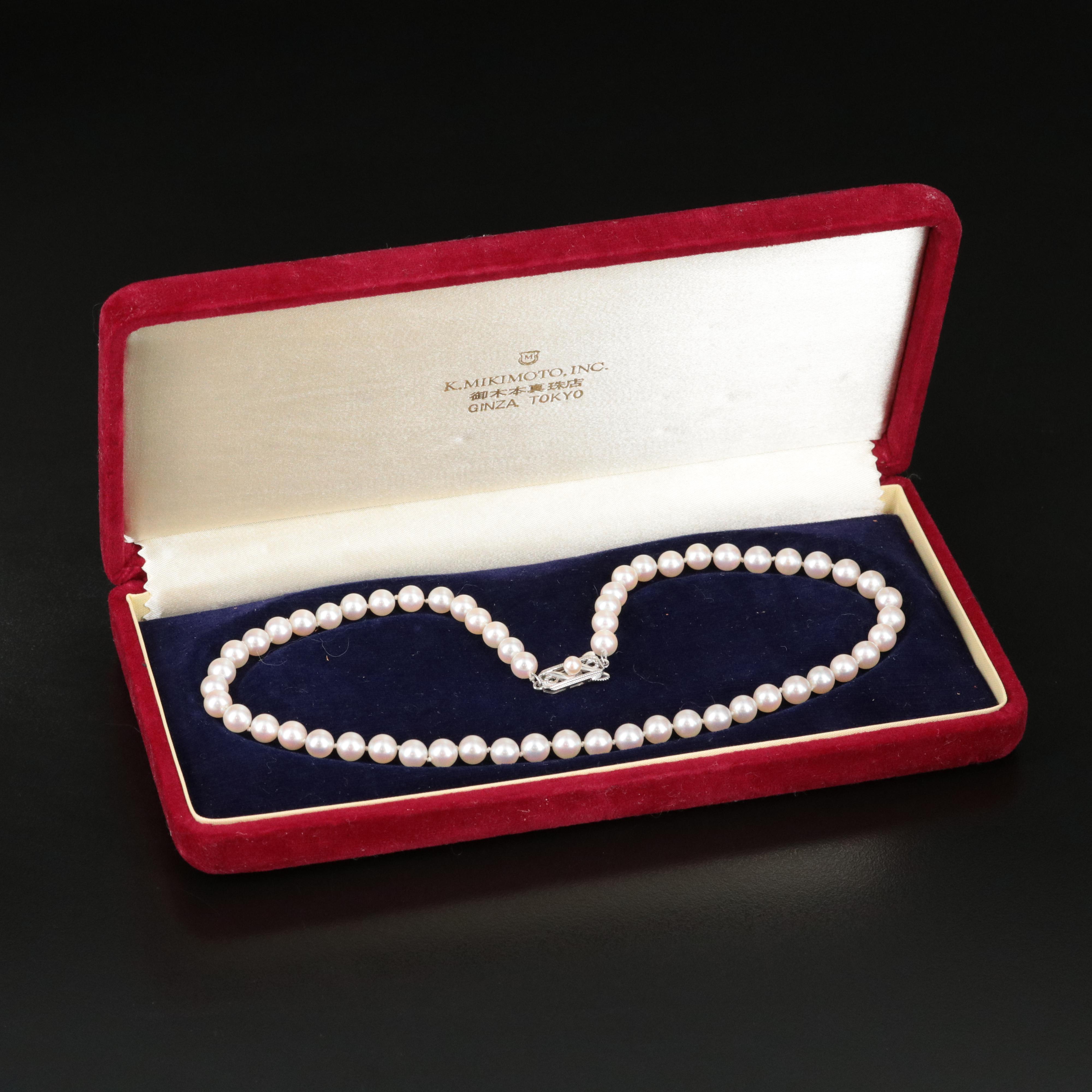 Mikimoto Pearl Necklace with 14K Clasp