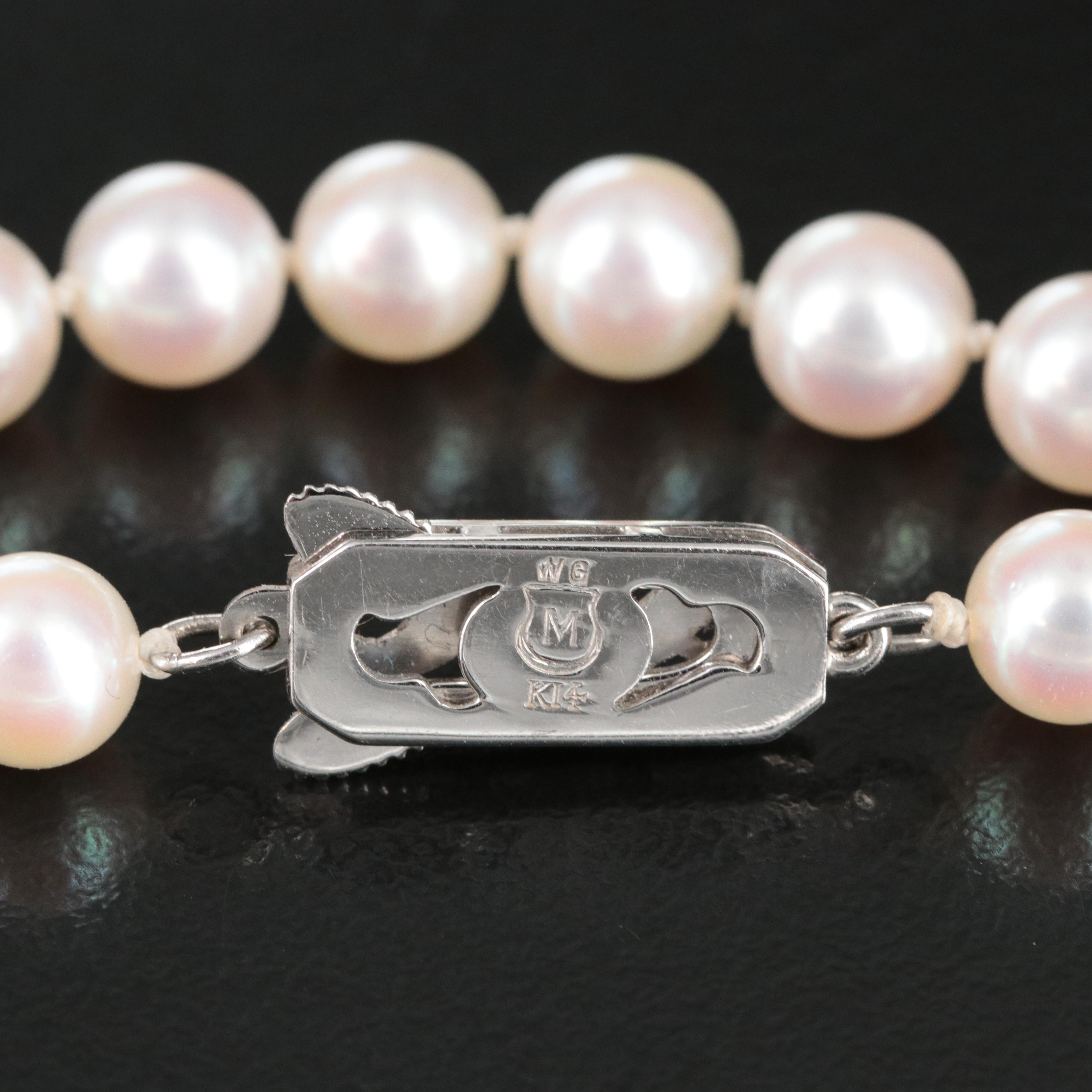 Mikimoto Pearl Necklace with 14K Clasp