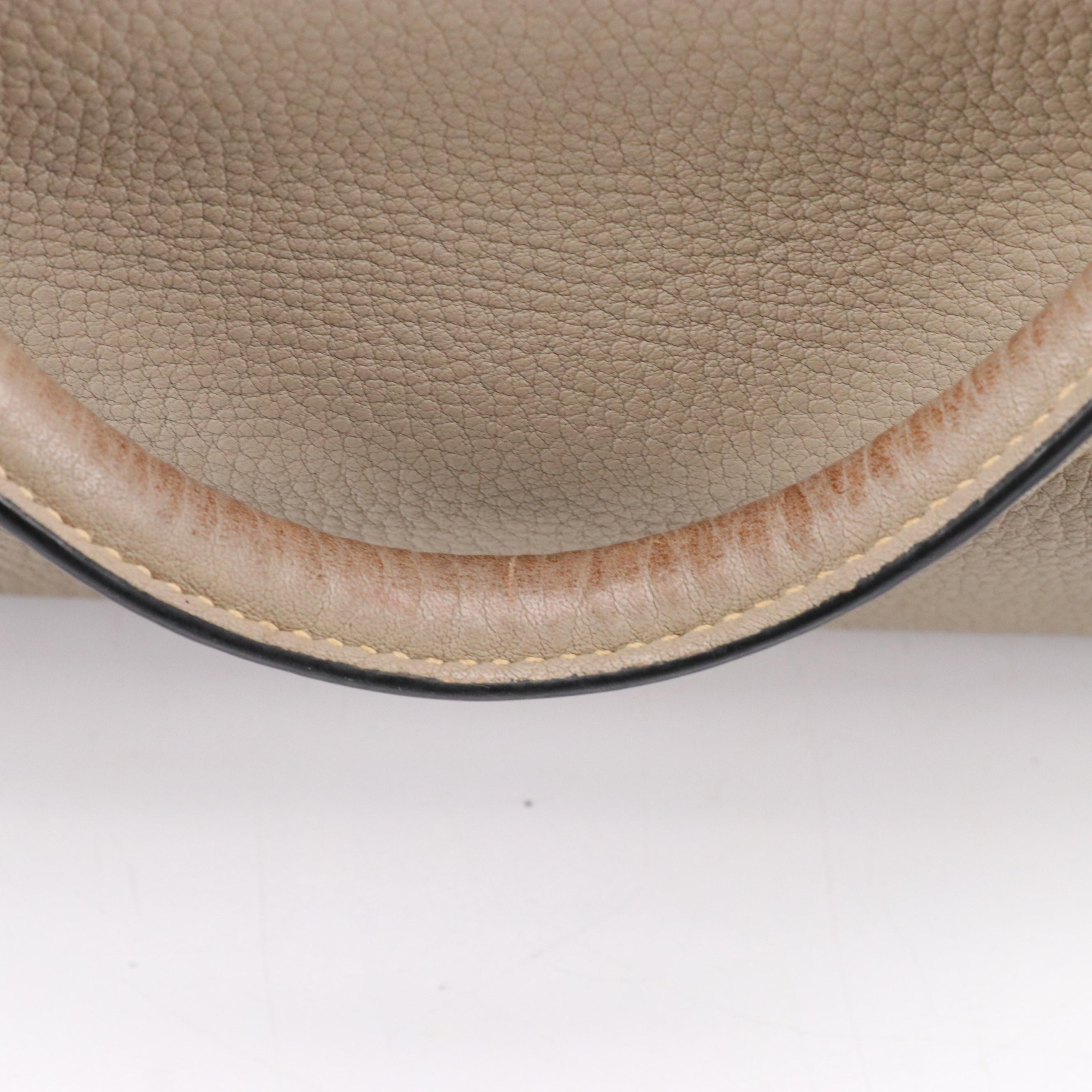 Prada Taupe Pebbled Leather Shoulder Tote Bag