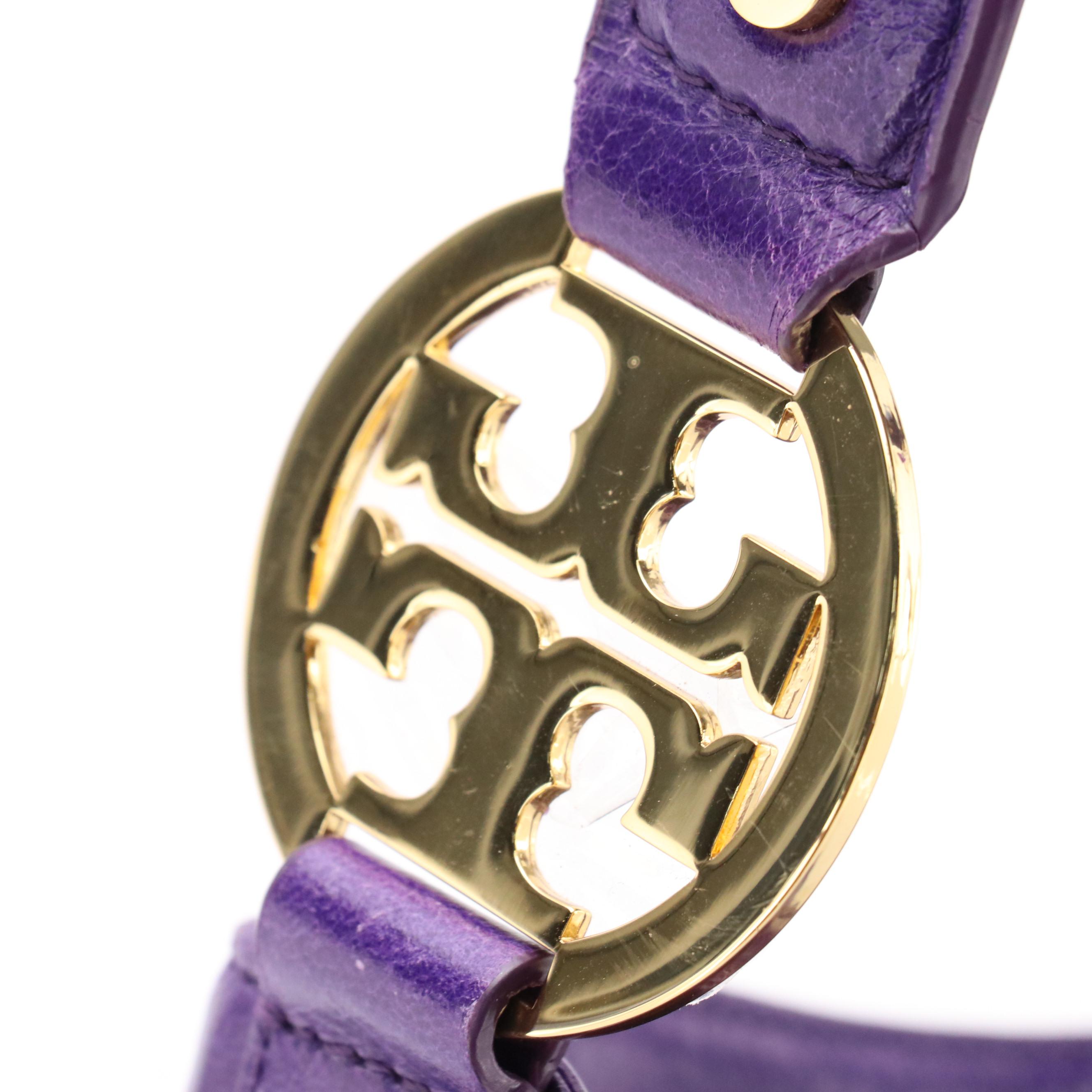 Tory Burch Violet Distressed Leather Hobo Shoulder Bag