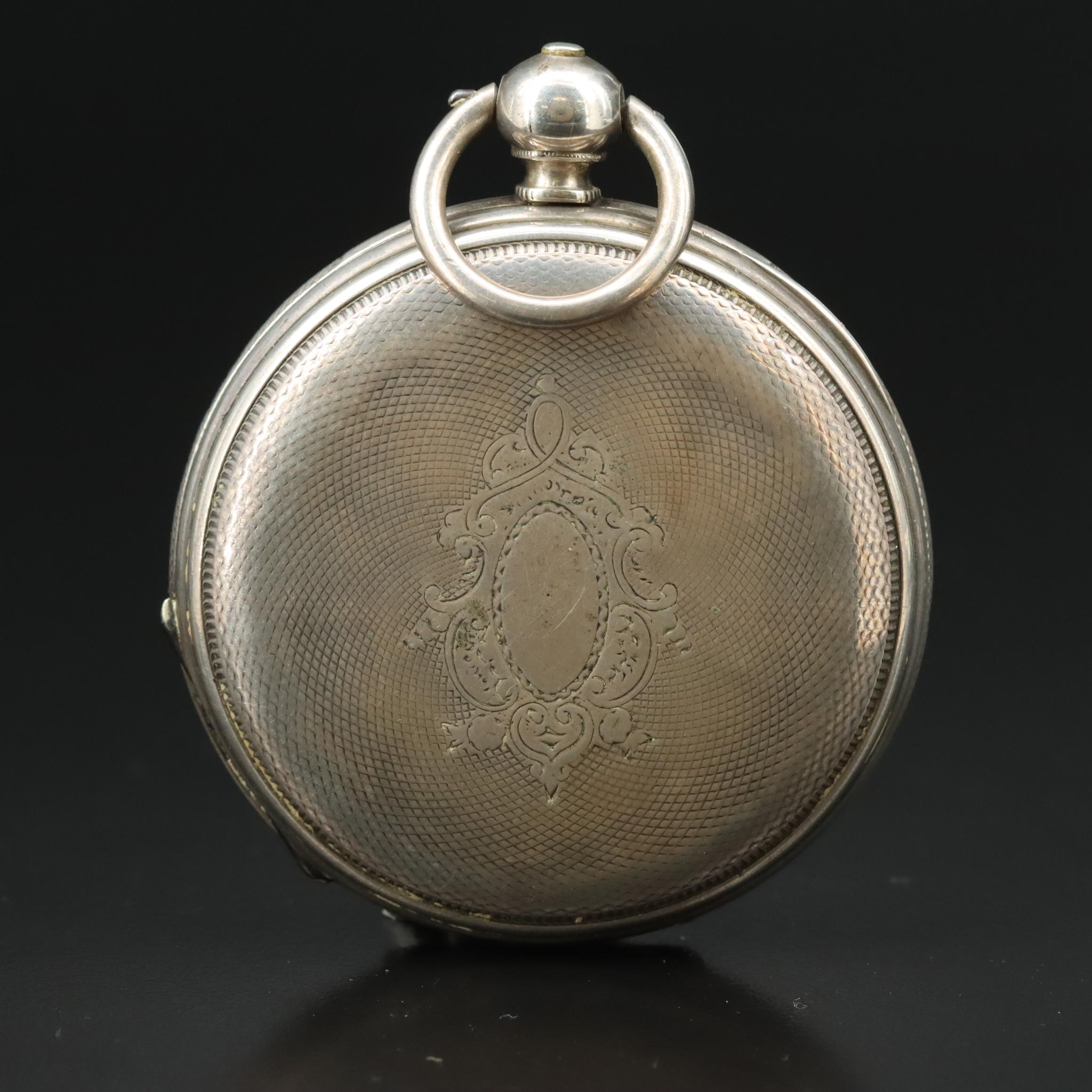 Antique James Jaquet Swiss Coin Silver Pocket Watch