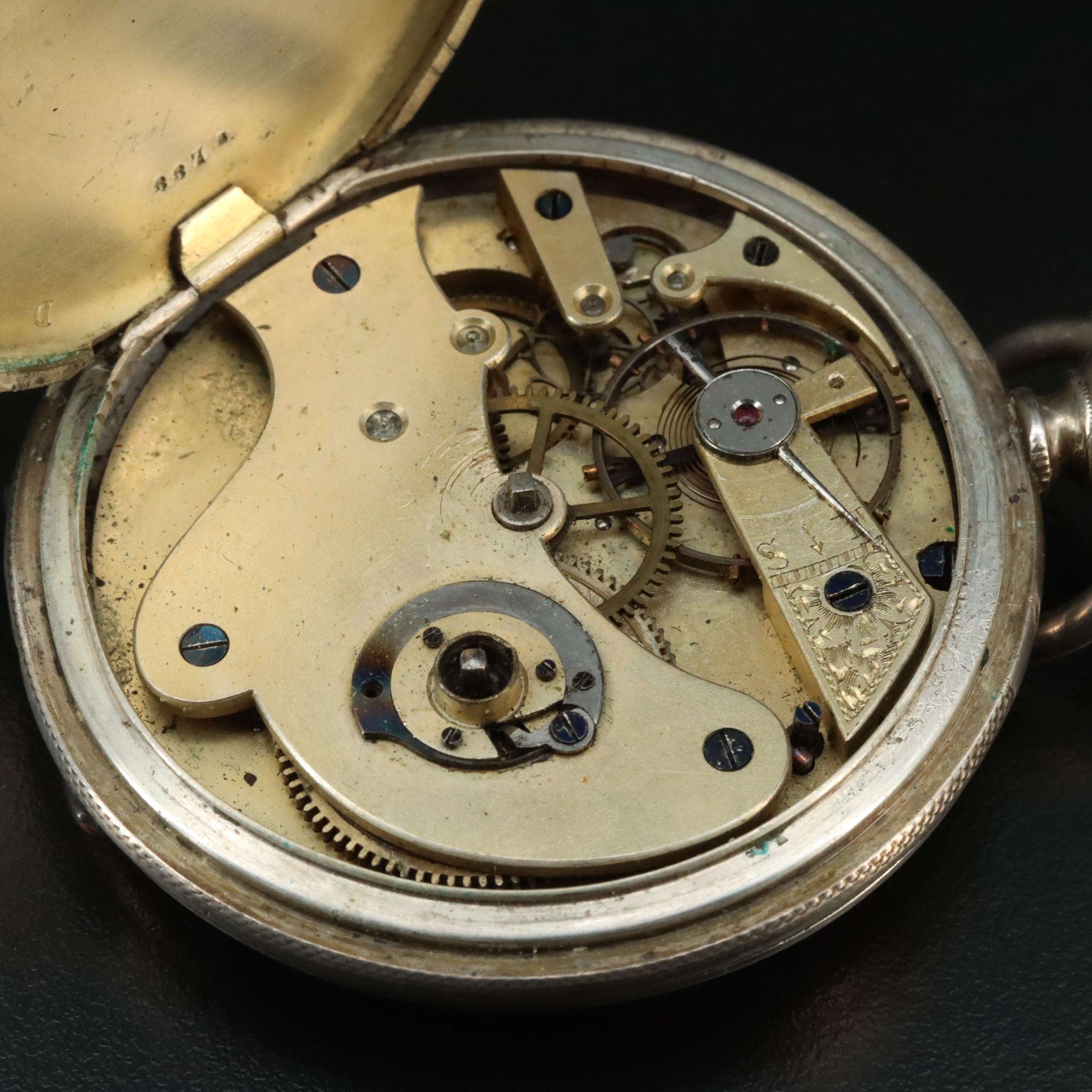 Antique James Jaquet Swiss Coin Silver Pocket Watch