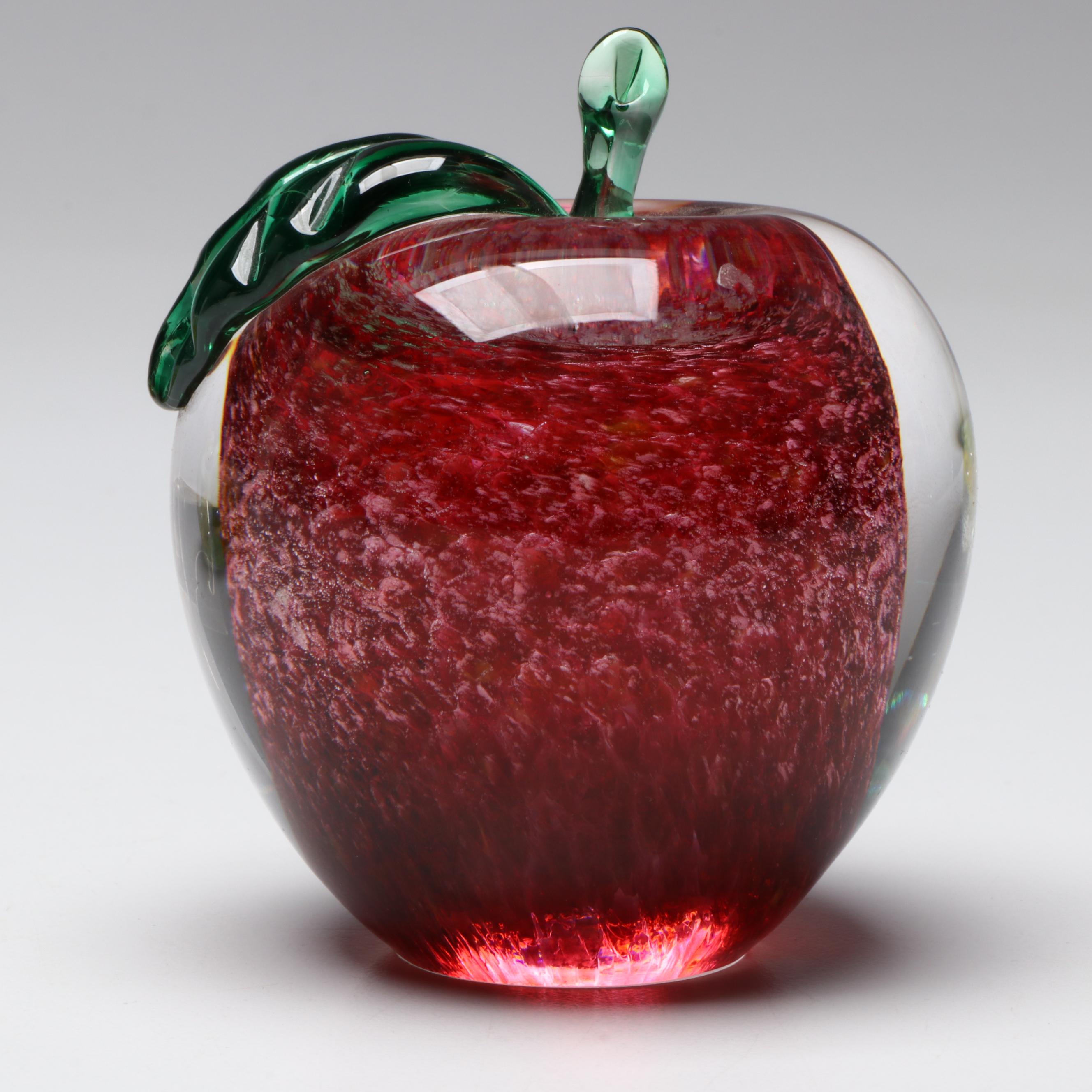 St. Clair Glass Ashtray with Larson Glass Apple Paperweight