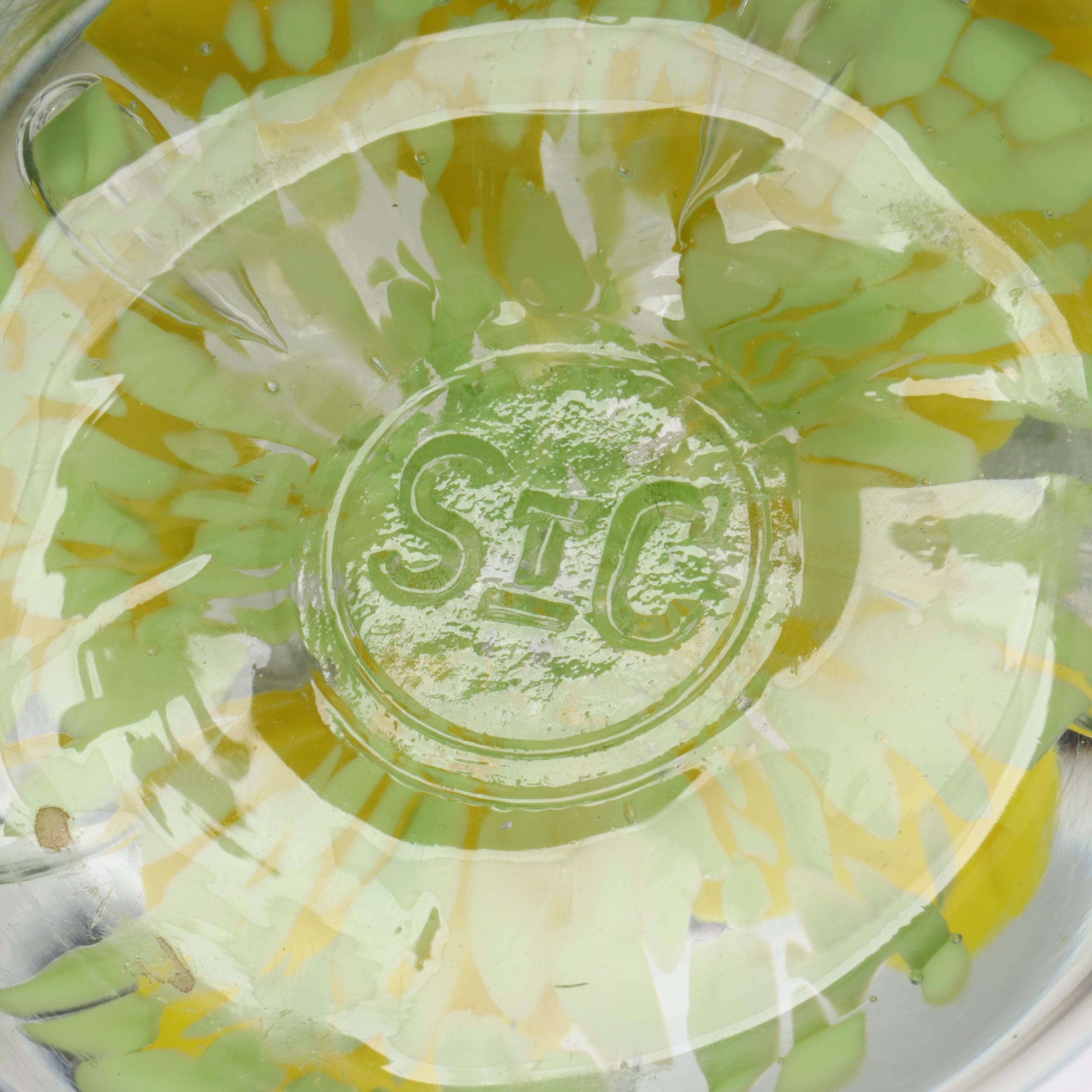 St. Clair Glass Ashtray with Larson Glass Apple Paperweight